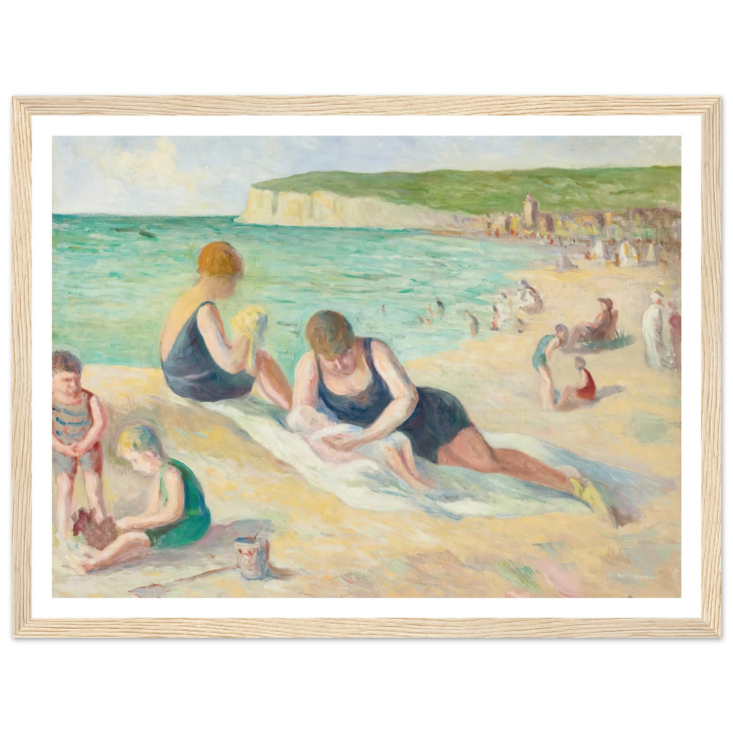 La Plage De Mers-Les-Bains (1934) Art Print | Maximilien Luce - Framed Poster - 30x40 cm / 12x16″ - Black frame