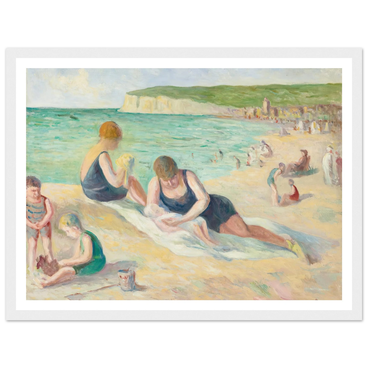 La Plage De Mers-Les-Bains (1934) Art Print | Maximilien Luce - Framed Poster - 30x40 cm / 12x16″ - Black frame