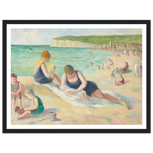 La Plage De Mers-Les-Bains (1934) Art Print | Maximilien Luce - Framed Poster - 30x40 cm / 12x16″ - Black frame
