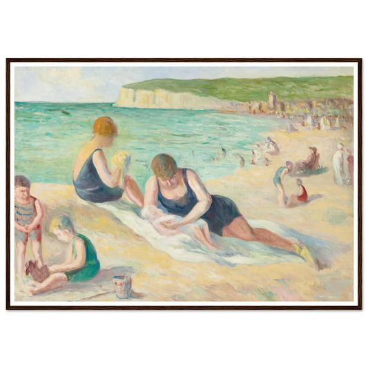La Plage De Mers-Les-Bains (1934) Art Print | Maximilien Luce - Framed Poster - 30x40 cm / 12x16″ - Black frame