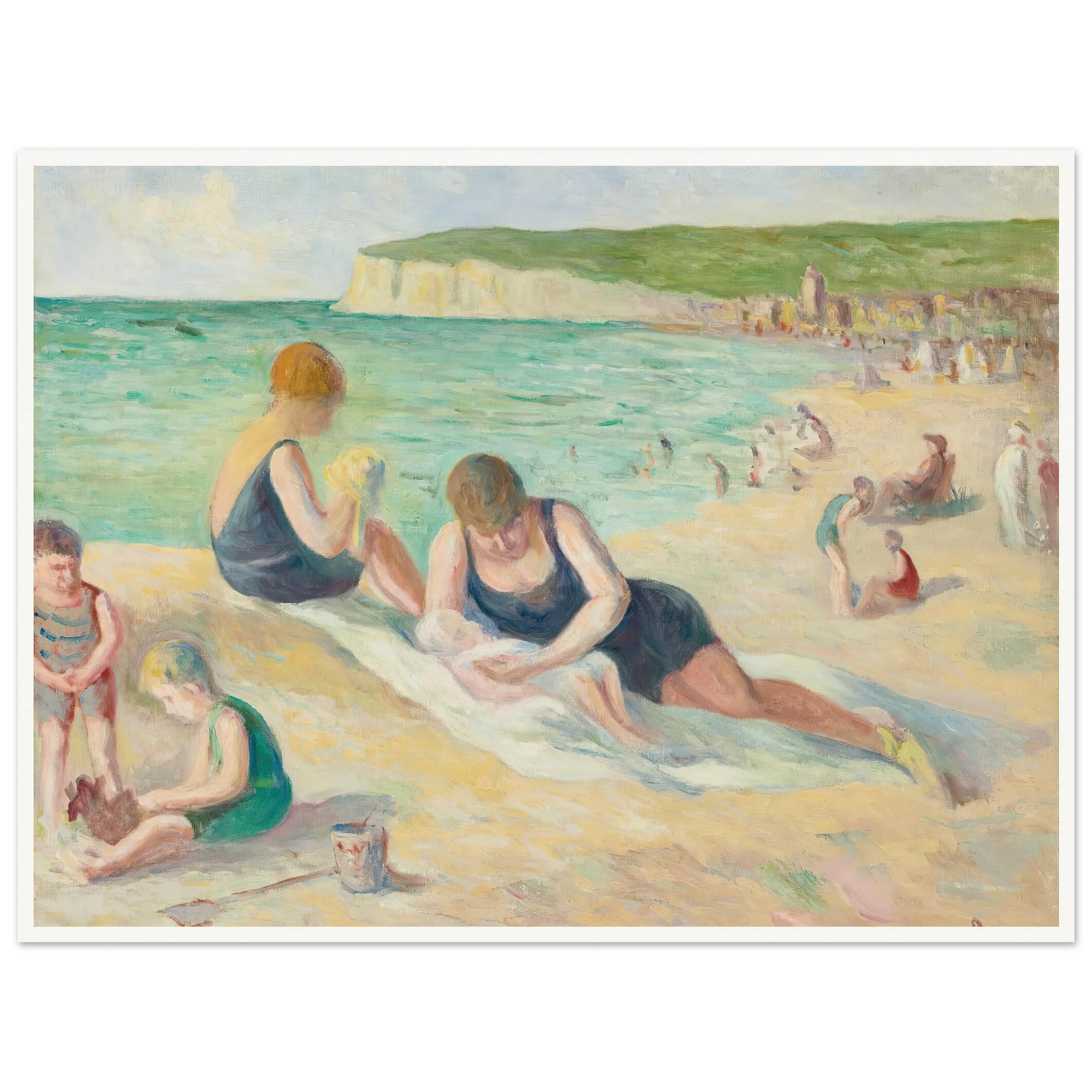 La Plage De Mers-Les-Bains (1934) Art Print | Maximilien Luce - Framed Poster - 30x40 cm / 12x16″ - Black frame