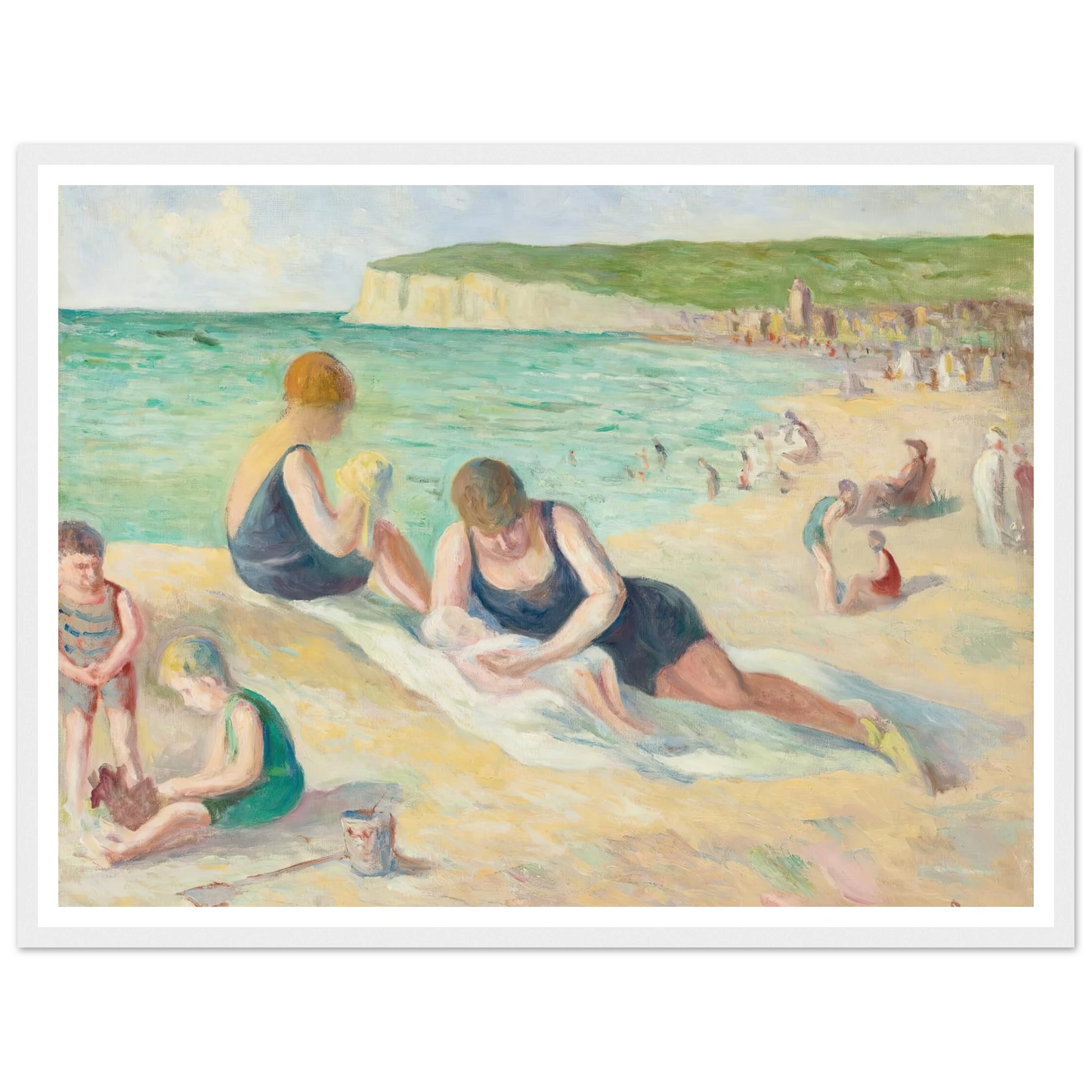 La Plage De Mers-Les-Bains (1934) Art Print | Maximilien Luce - Framed Poster - 30x40 cm / 12x16″ - Black frame