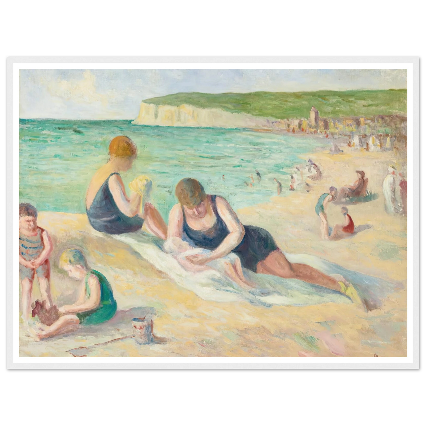 La Plage De Mers-Les-Bains (1934) Art Print | Maximilien Luce - Framed Poster - 30x40 cm / 12x16″ - Black frame