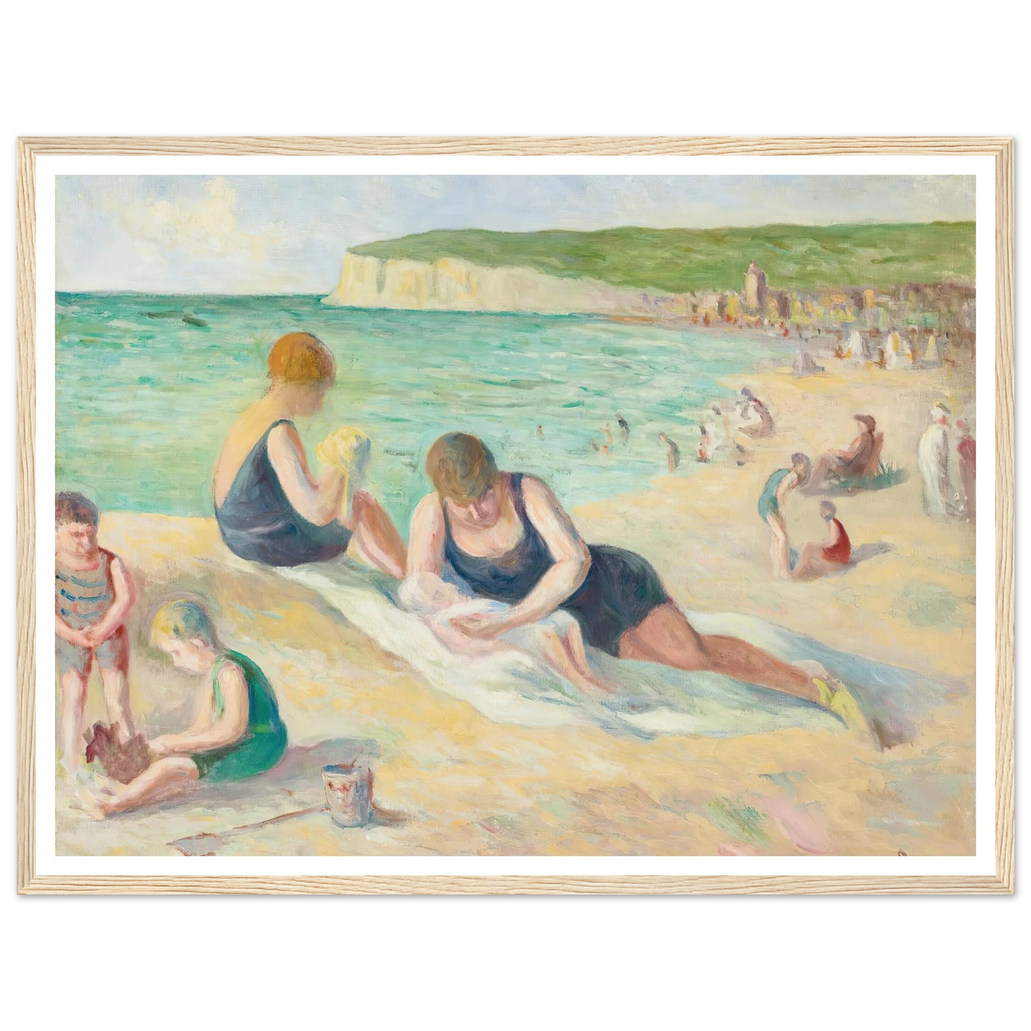 La Plage De Mers-Les-Bains (1934) Art Print | Maximilien Luce - Framed Poster - 30x40 cm / 12x16″ - Black frame