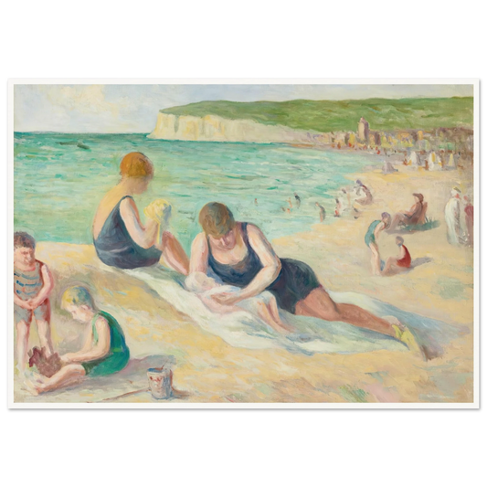 La Plage De Mers-Les-Bains (1934) Art Print | Maximilien Luce - Framed Poster - 30x40 cm / 12x16″ - Black frame
