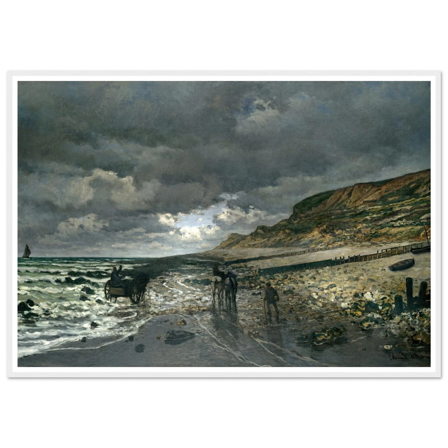 La Pointe de la Hève at Low Tide (1865) Art Print | Claude Monet - Framed Poster - 30x40 cm / 12x16″ - Black frame