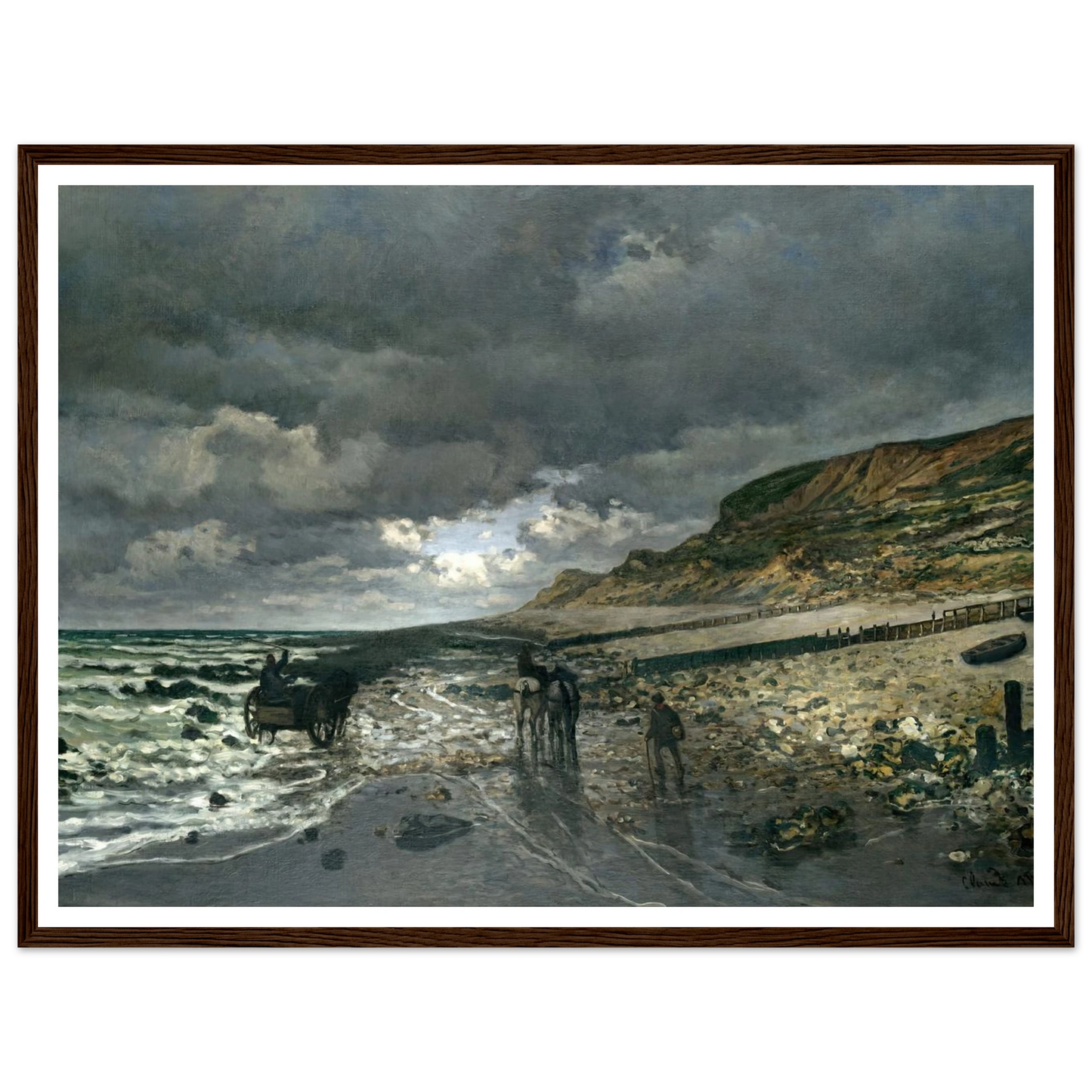 La Pointe de la Hève at Low Tide (1865) Art Print | Claude Monet - Framed Poster - 30x40 cm / 12x16″ - Black frame