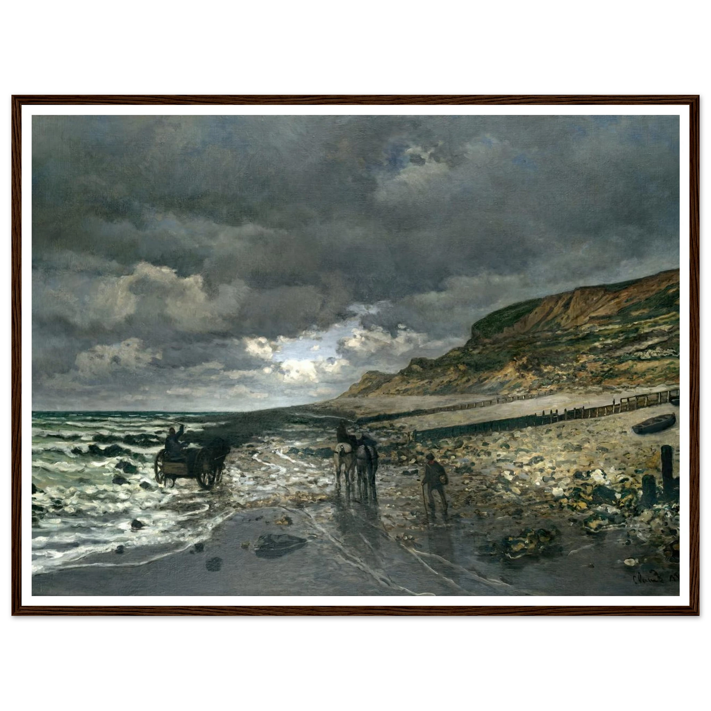 La Pointe de la Hève at Low Tide (1865) Art Print | Claude Monet - Framed Poster - 30x40 cm / 12x16″ - Black frame