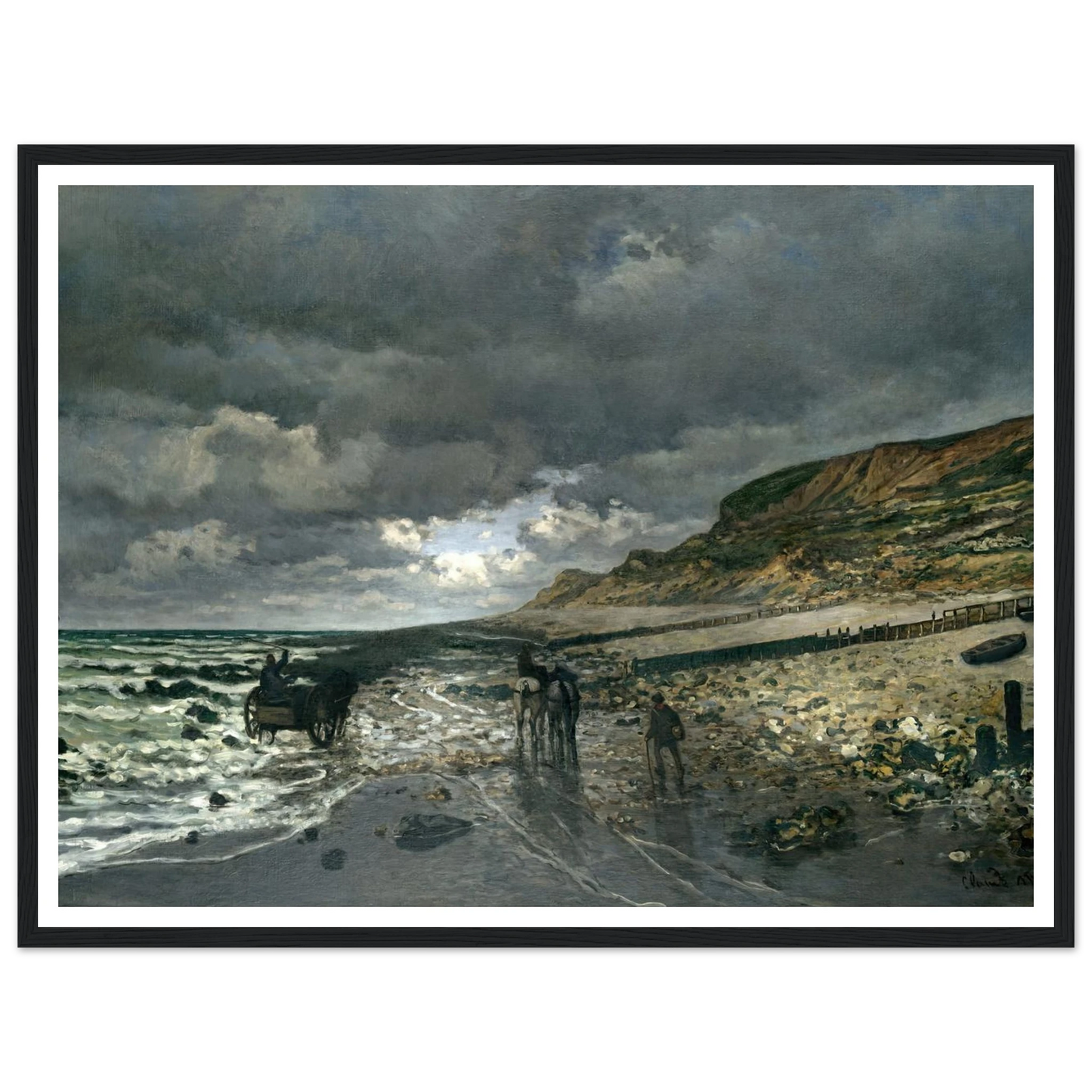 La Pointe de la Hève at Low Tide (1865) Art Print | Claude Monet - Framed Poster - 30x40 cm / 12x16″ - Black frame