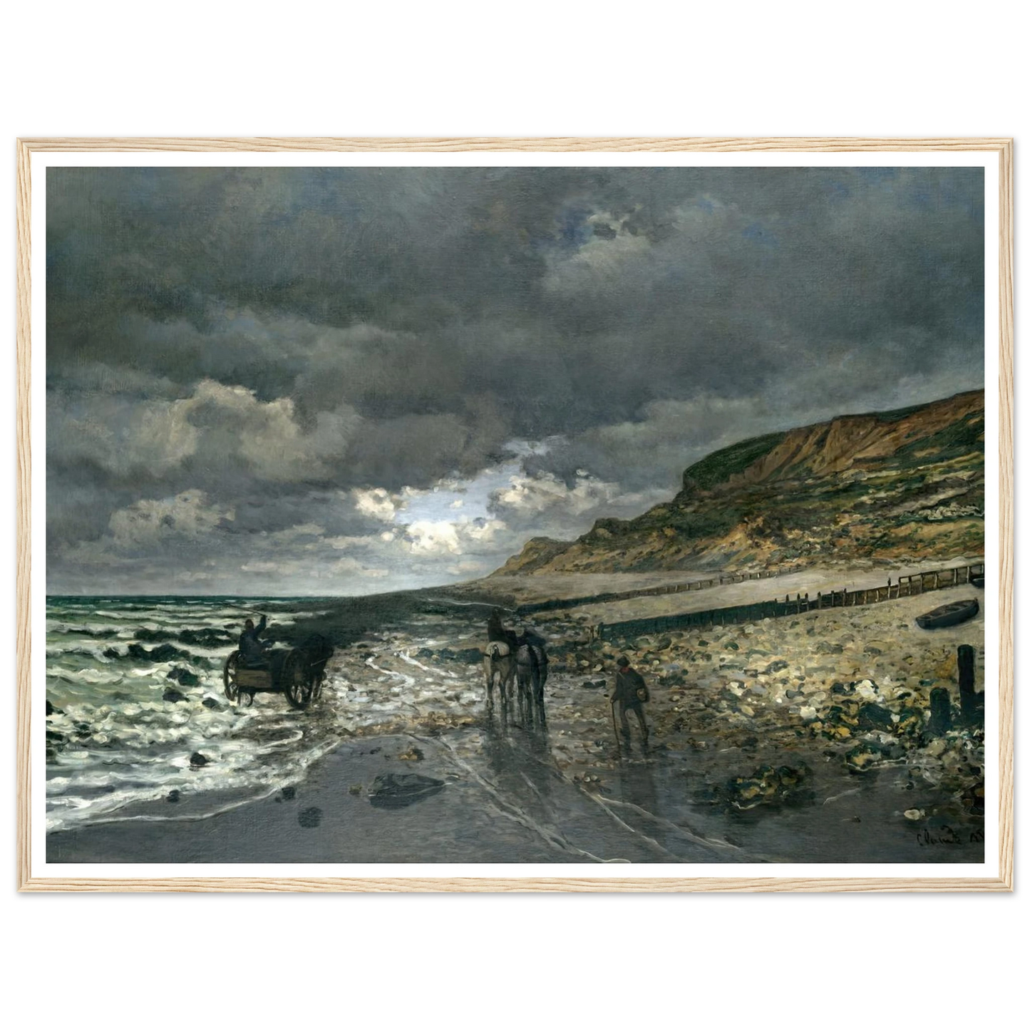 La Pointe de la Hève at Low Tide (1865) Art Print | Claude Monet - Framed Poster - 30x40 cm / 12x16″ - Black frame