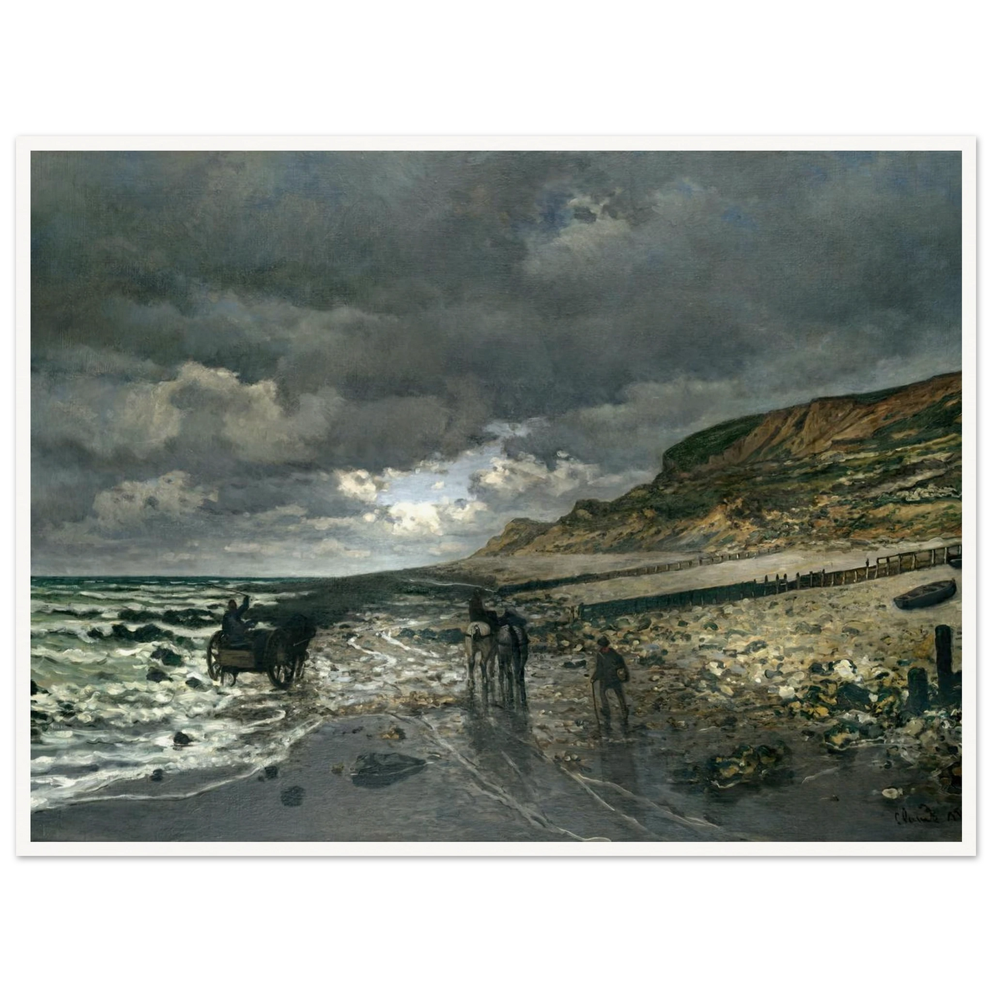 La Pointe de la Hève at Low Tide (1865) Art Print | Claude Monet - Framed Poster - 30x40 cm / 12x16″ - Black frame