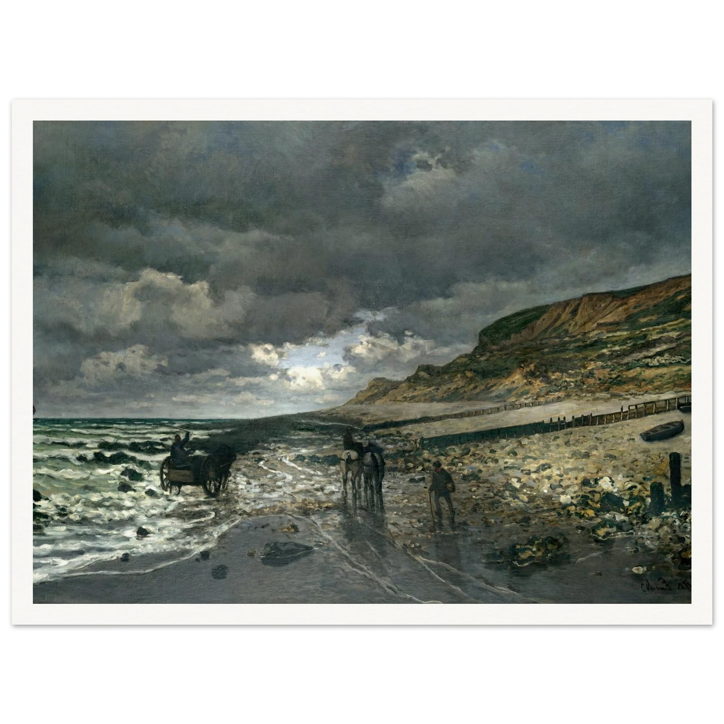 La Pointe de la Hève at Low Tide (1865) Art Print | Claude Monet - Framed Poster - 30x40 cm / 12x16″ - Black frame