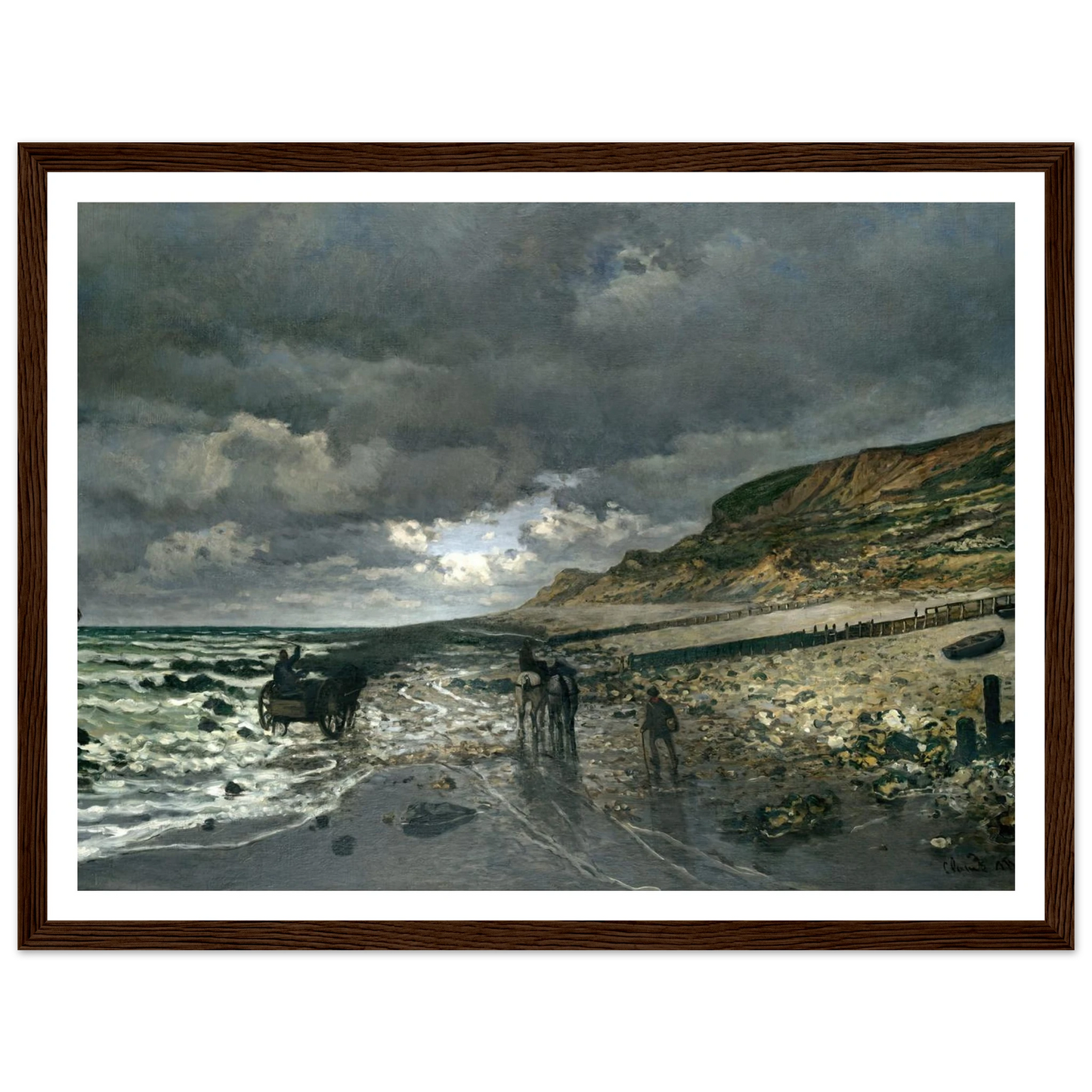 La Pointe de la Hève at Low Tide (1865) Art Print | Claude Monet - Framed Poster - 30x40 cm / 12x16″ - Black frame