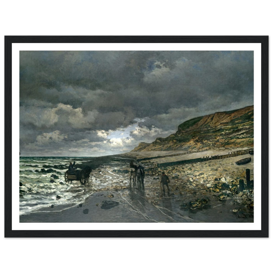 La Pointe de la Hève at Low Tide (1865) Art Print | Claude Monet - Framed Poster - 30x40 cm / 12x16″ - Black frame