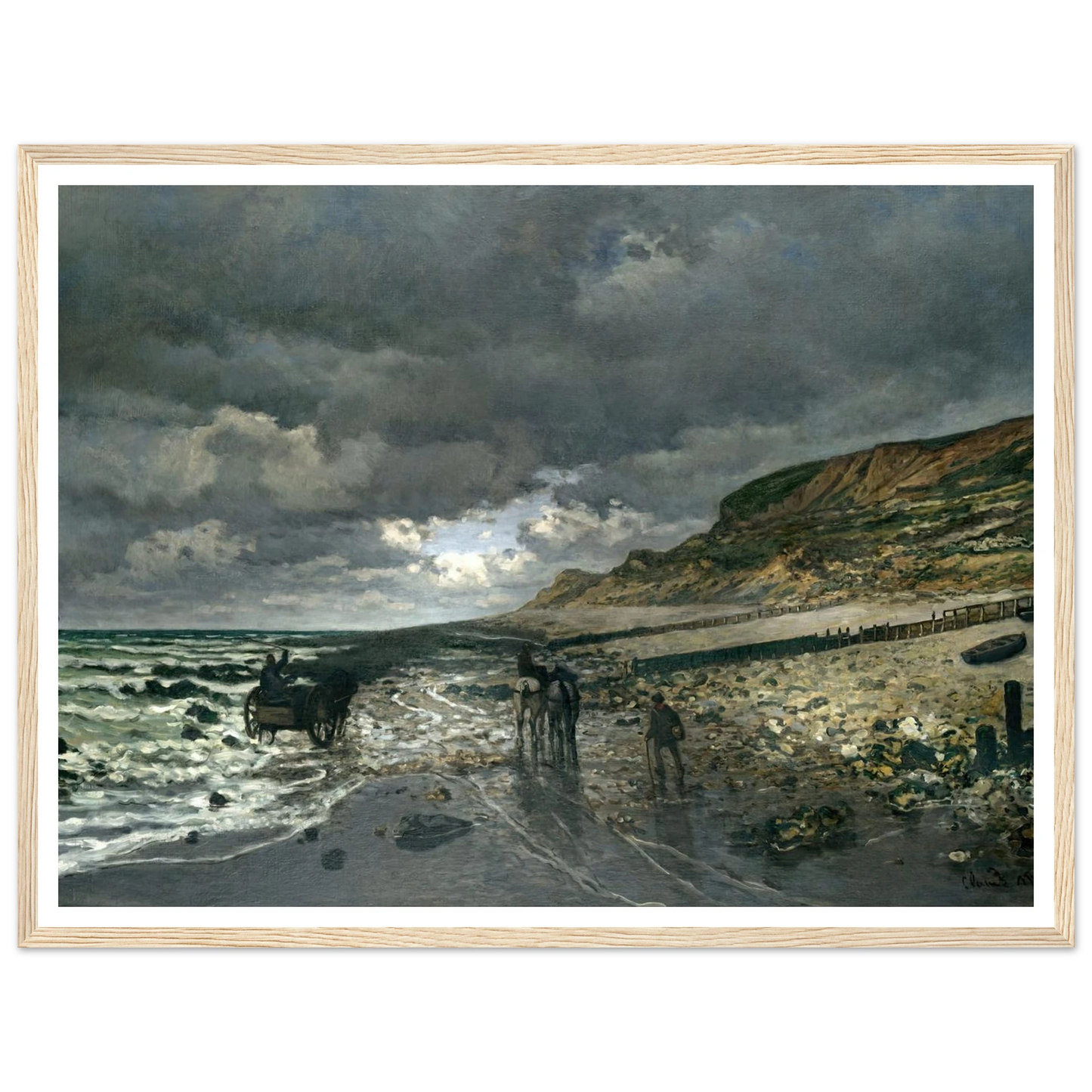 La Pointe de la Hève at Low Tide (1865) Art Print | Claude Monet - Framed Poster - 30x40 cm / 12x16″ - Black frame
