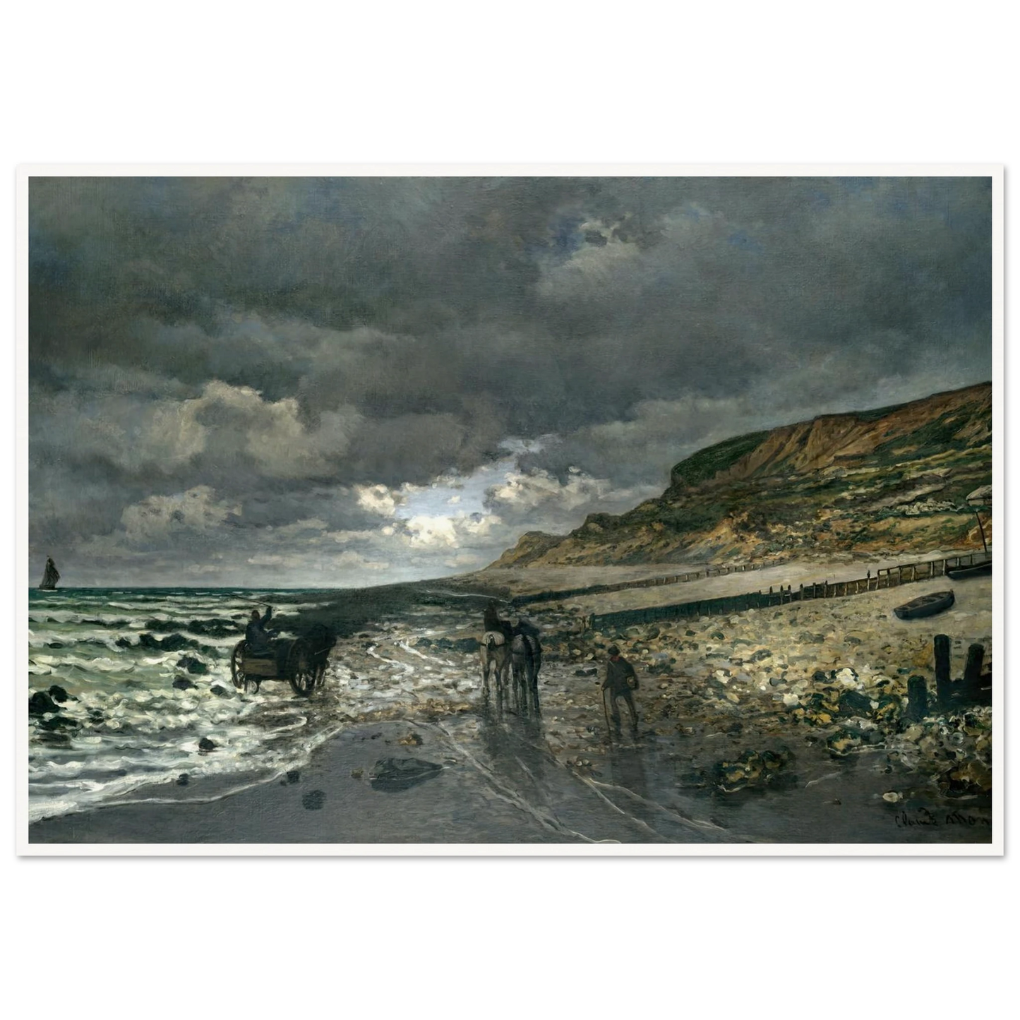 La Pointe de la Hève at Low Tide (1865) Art Print | Claude Monet - Framed Poster - 30x40 cm / 12x16″ - Black frame