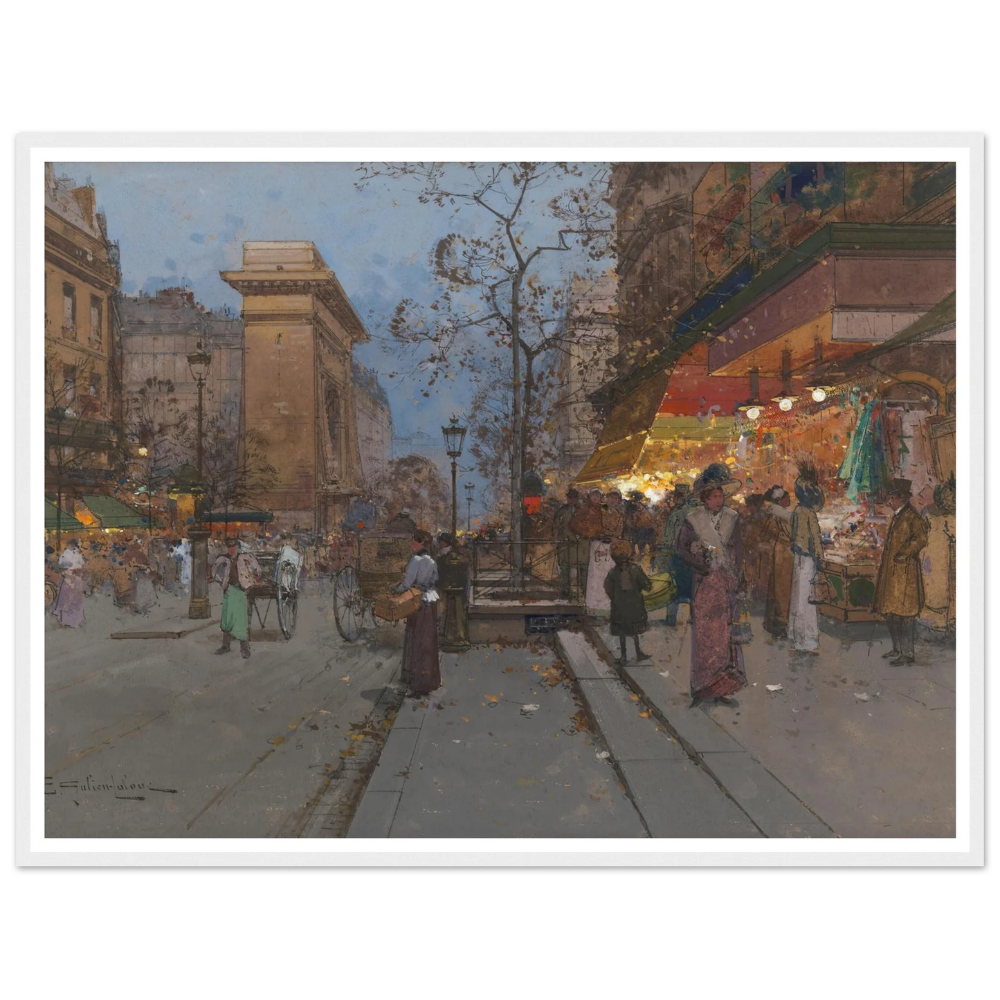 La Porte St Denis Art Print | Eugene Galien Laloue - Framed Poster - 30x40 cm / 12x16″ - Black frame