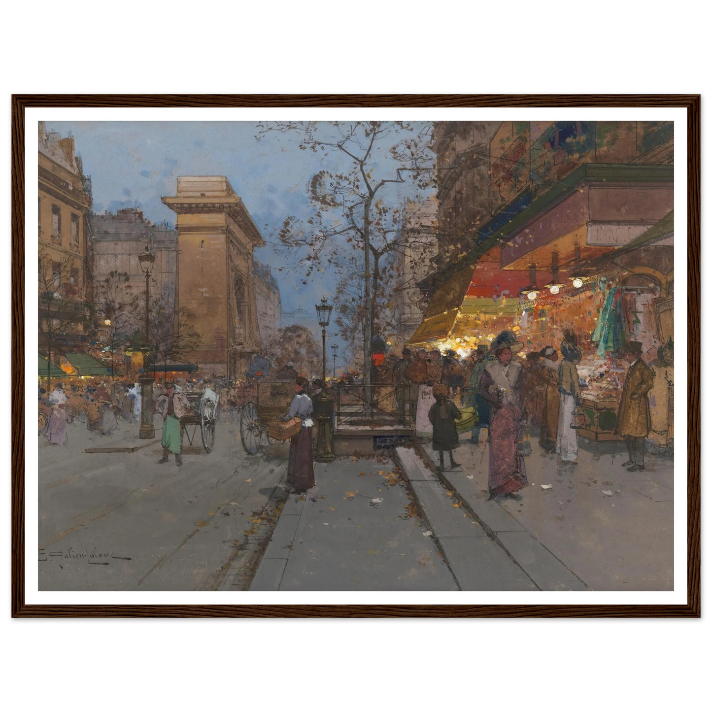 La Porte St Denis Art Print | Eugene Galien Laloue - Framed Poster - 30x40 cm / 12x16″ - Black frame
