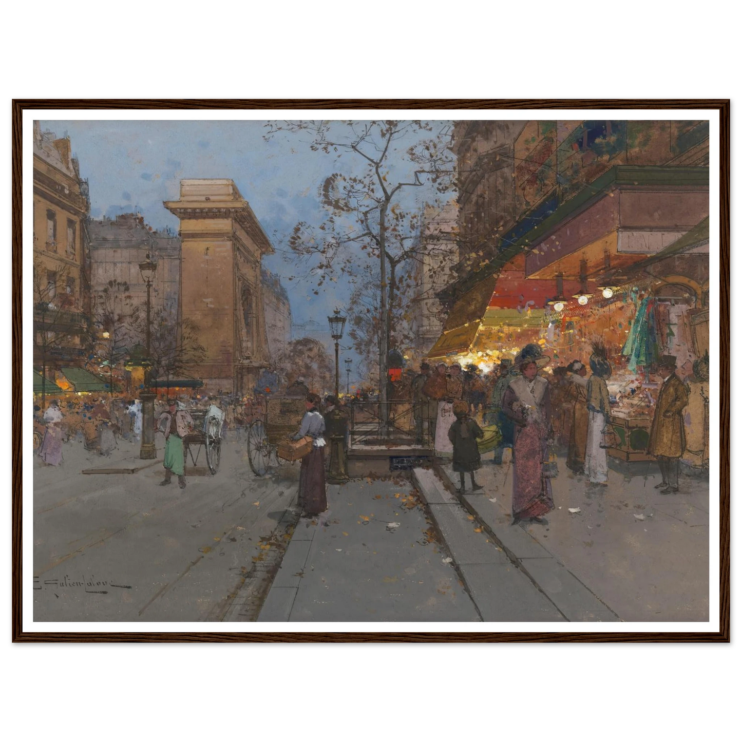 La Porte St Denis Art Print | Eugene Galien Laloue - Framed Poster - 30x40 cm / 12x16″ - Black frame