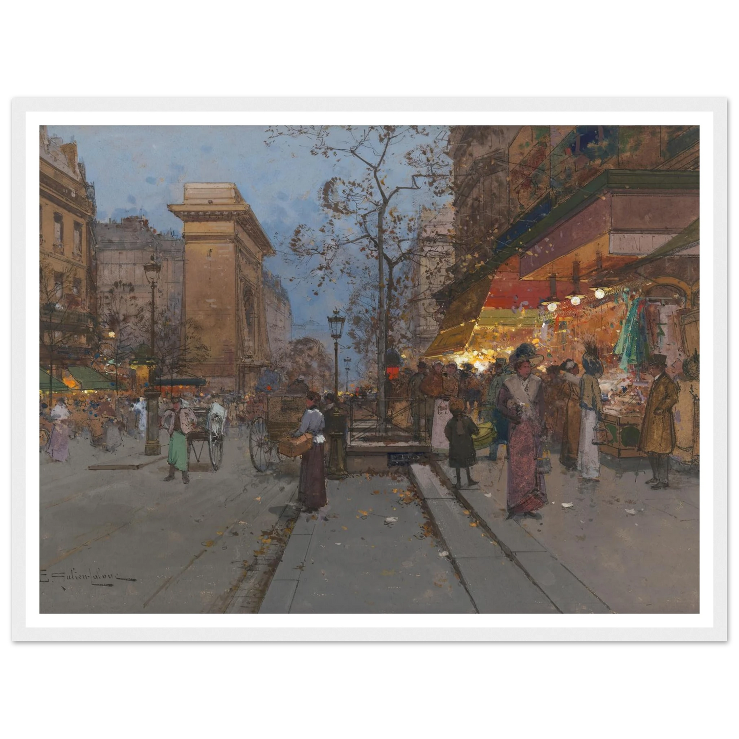 La Porte St Denis Art Print | Eugene Galien Laloue - Framed Poster - 30x40 cm / 12x16″ - Black frame