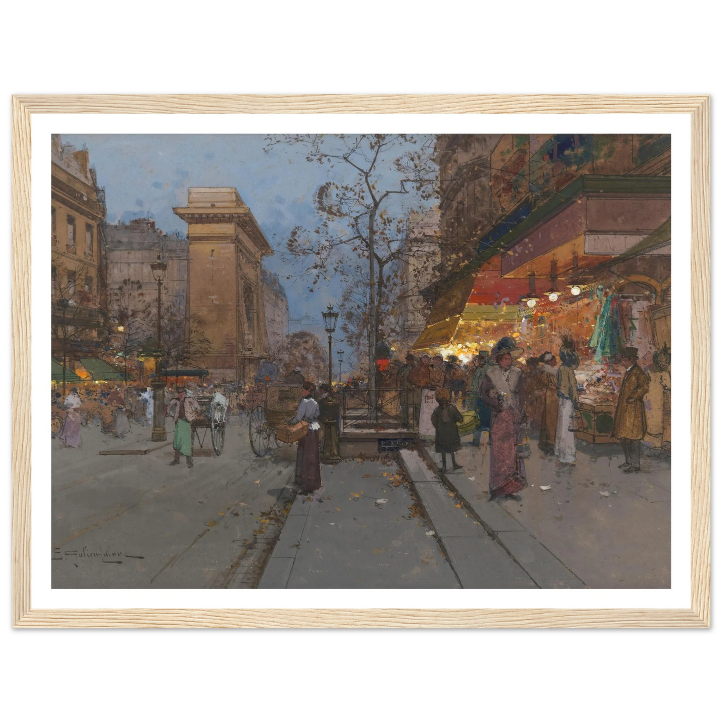 La Porte St Denis Art Print | Eugene Galien Laloue - Framed Poster - 30x40 cm / 12x16″ - Black frame