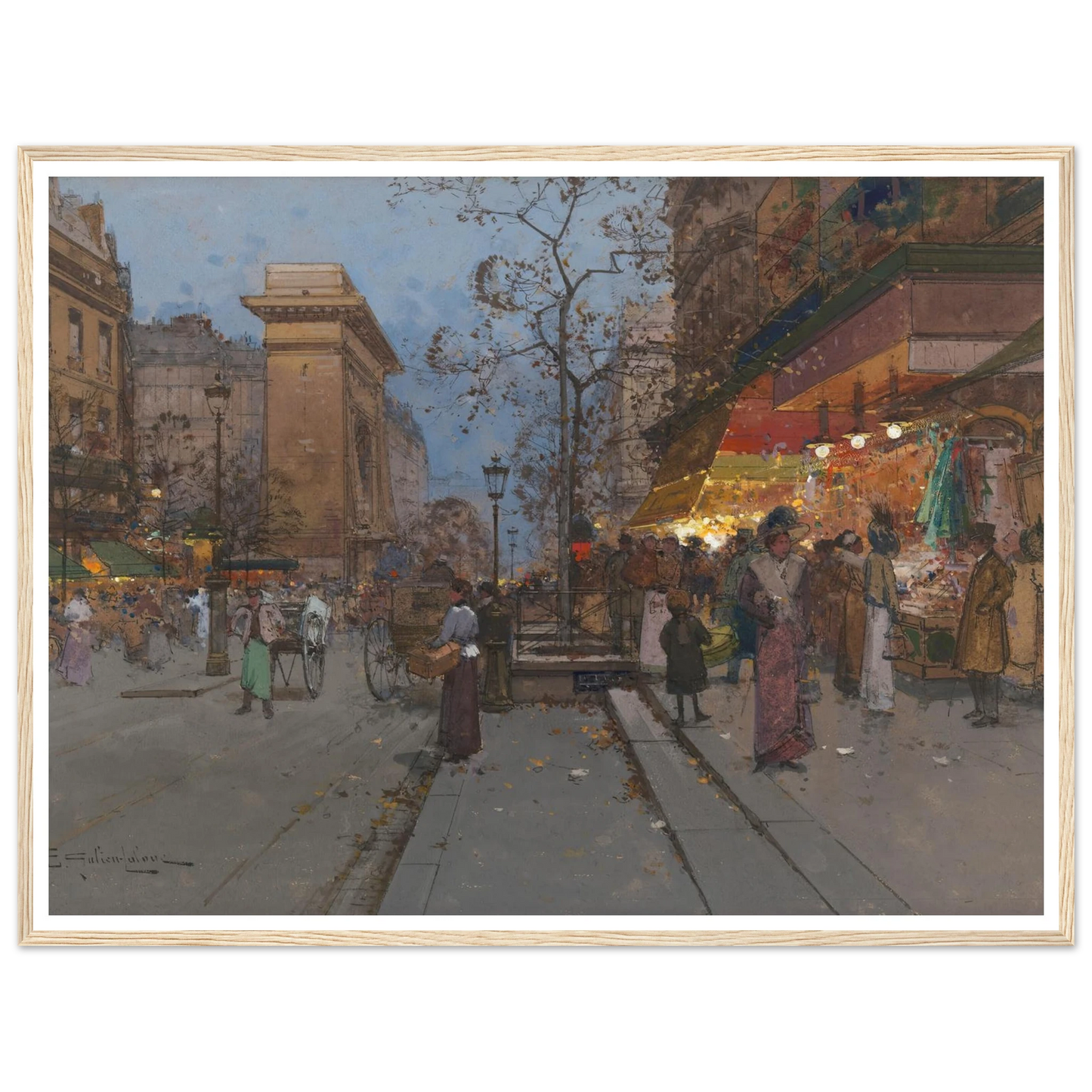 La Porte St Denis Art Print | Eugene Galien Laloue - Framed Poster - 30x40 cm / 12x16″ - Black frame