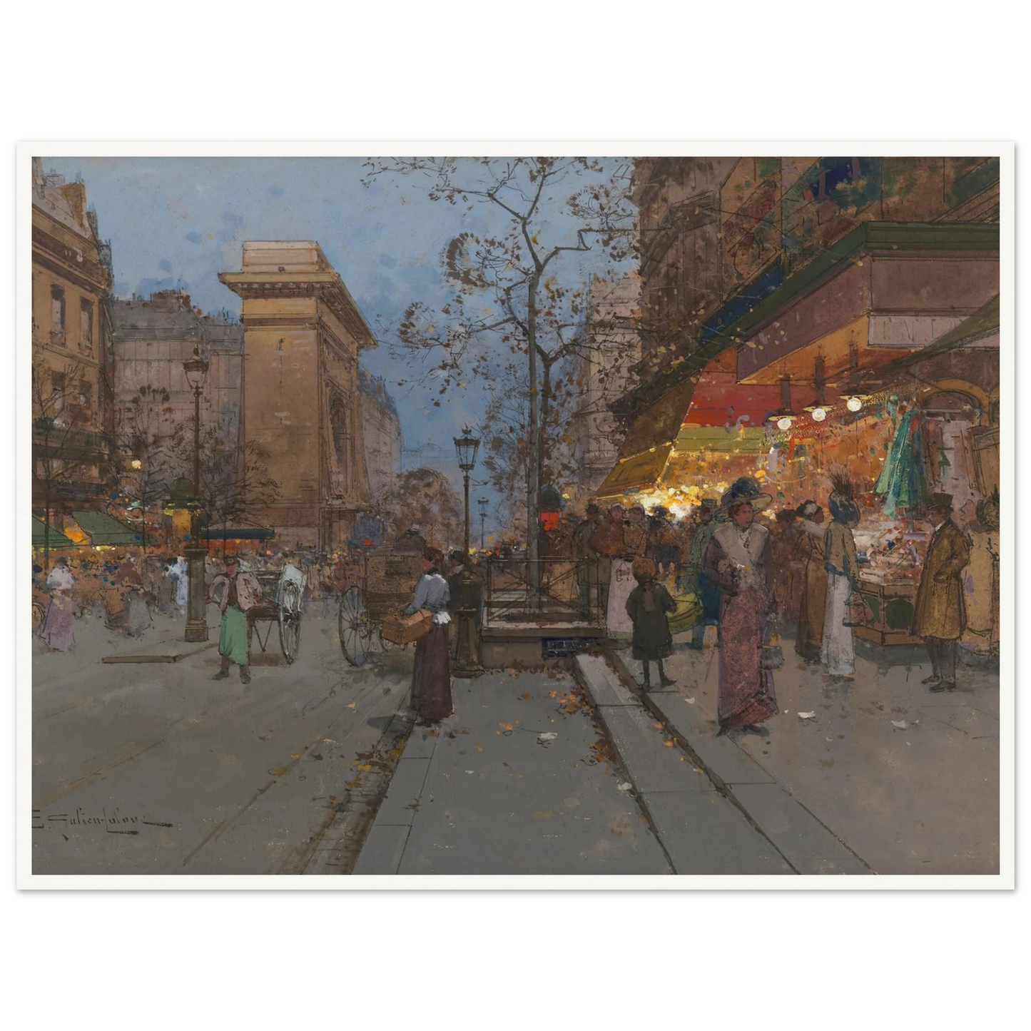 La Porte St Denis Art Print | Eugene Galien Laloue - Framed Poster - 30x40 cm / 12x16″ - Black frame