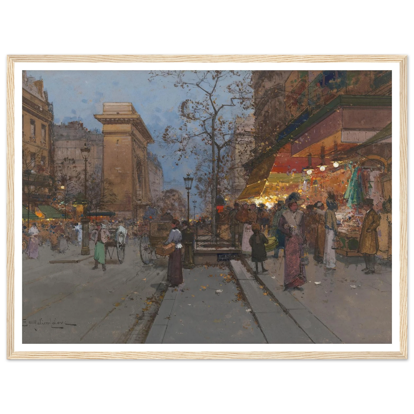 La Porte St Denis Art Print | Eugene Galien Laloue - Framed Poster - 30x40 cm / 12x16″ - Black frame