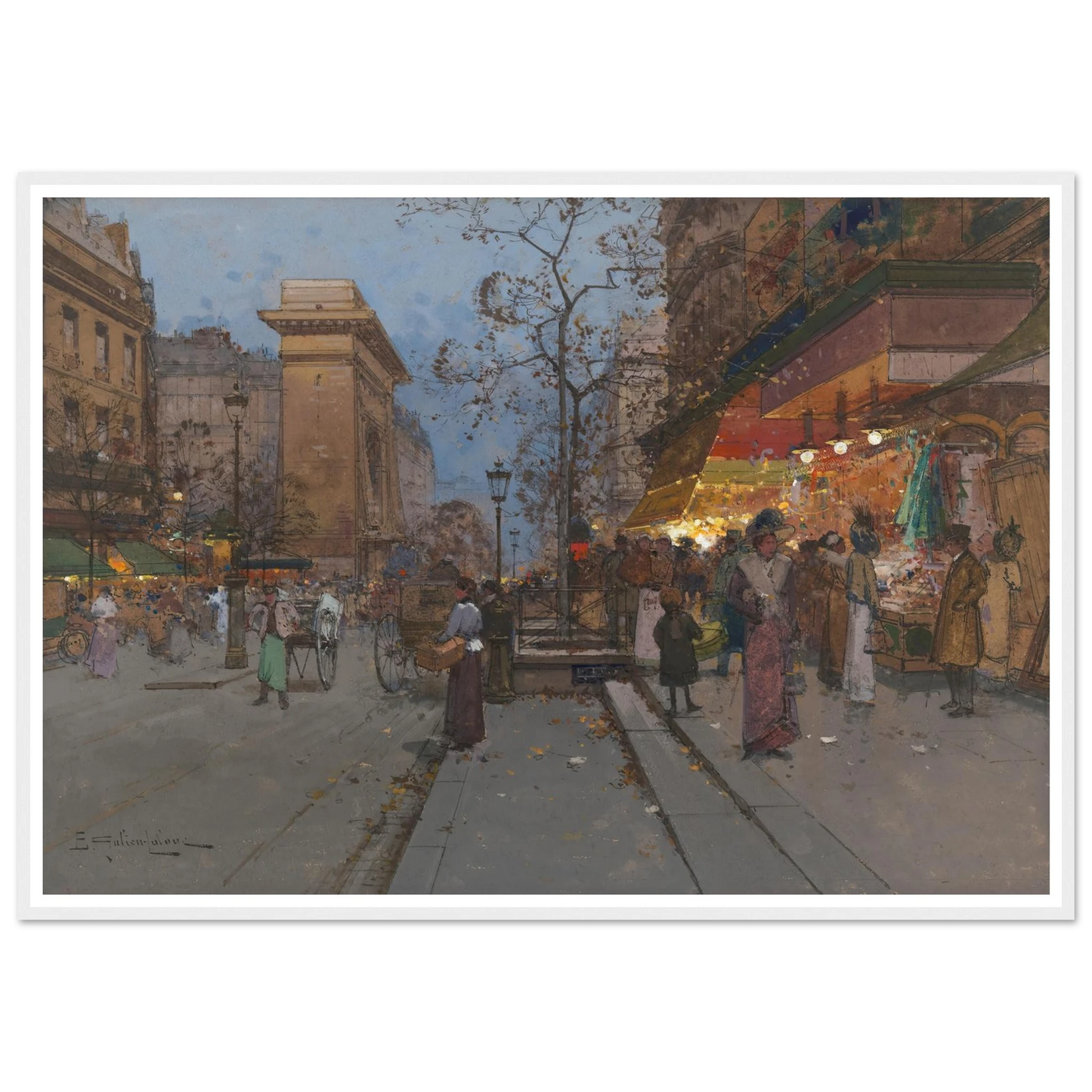 La Porte St Denis Art Print | Eugene Galien Laloue - Framed Poster - 30x40 cm / 12x16″ - Black frame