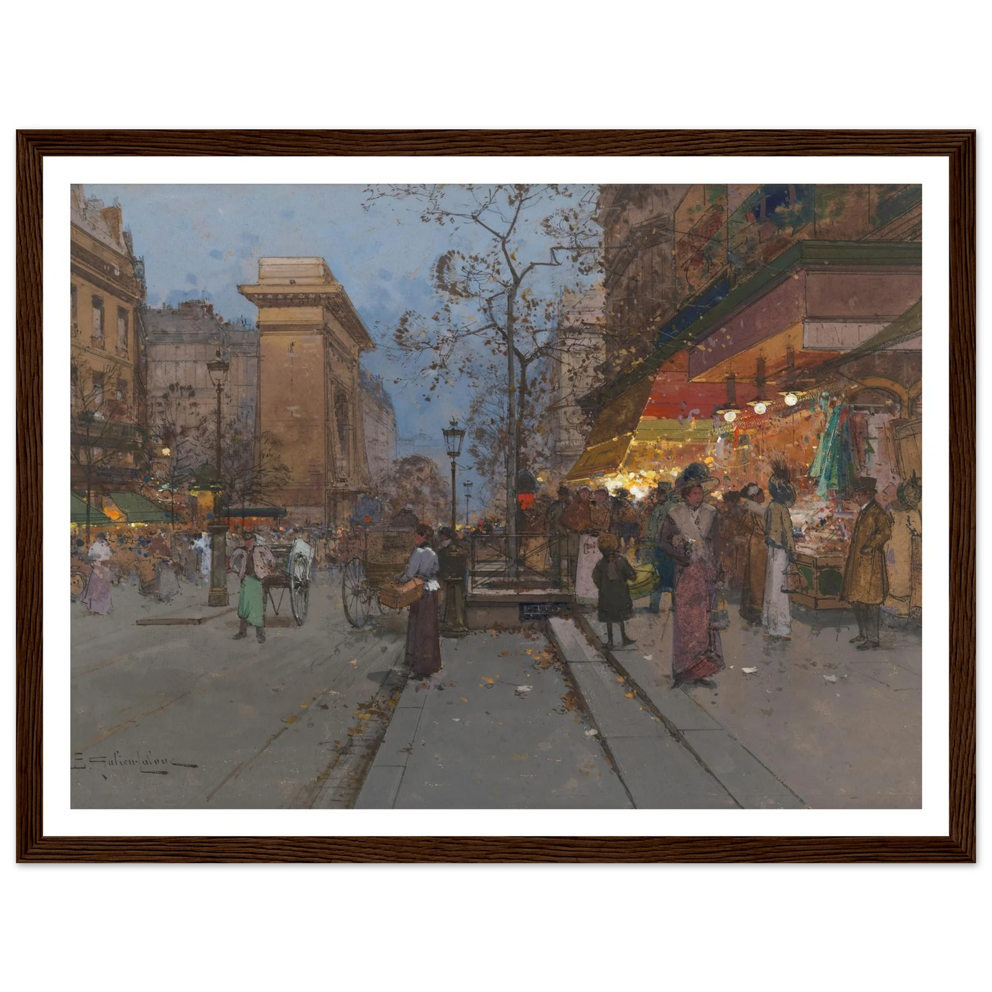 La Porte St Denis Art Print | Eugene Galien Laloue - Framed Poster - 30x40 cm / 12x16″ - Black frame