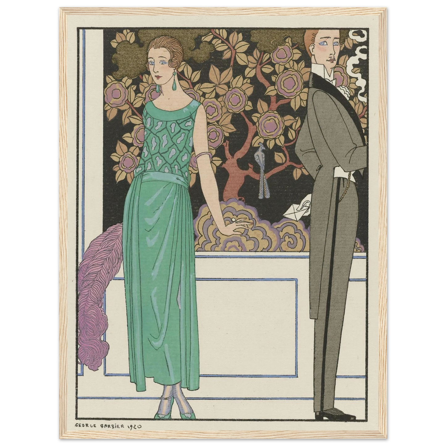 La premiere imprudence ; Robe du soir, de Beer (1921) Art Print | George Barbier - Framed Poster - 30x40 cm / 12x16″ - Black frame
