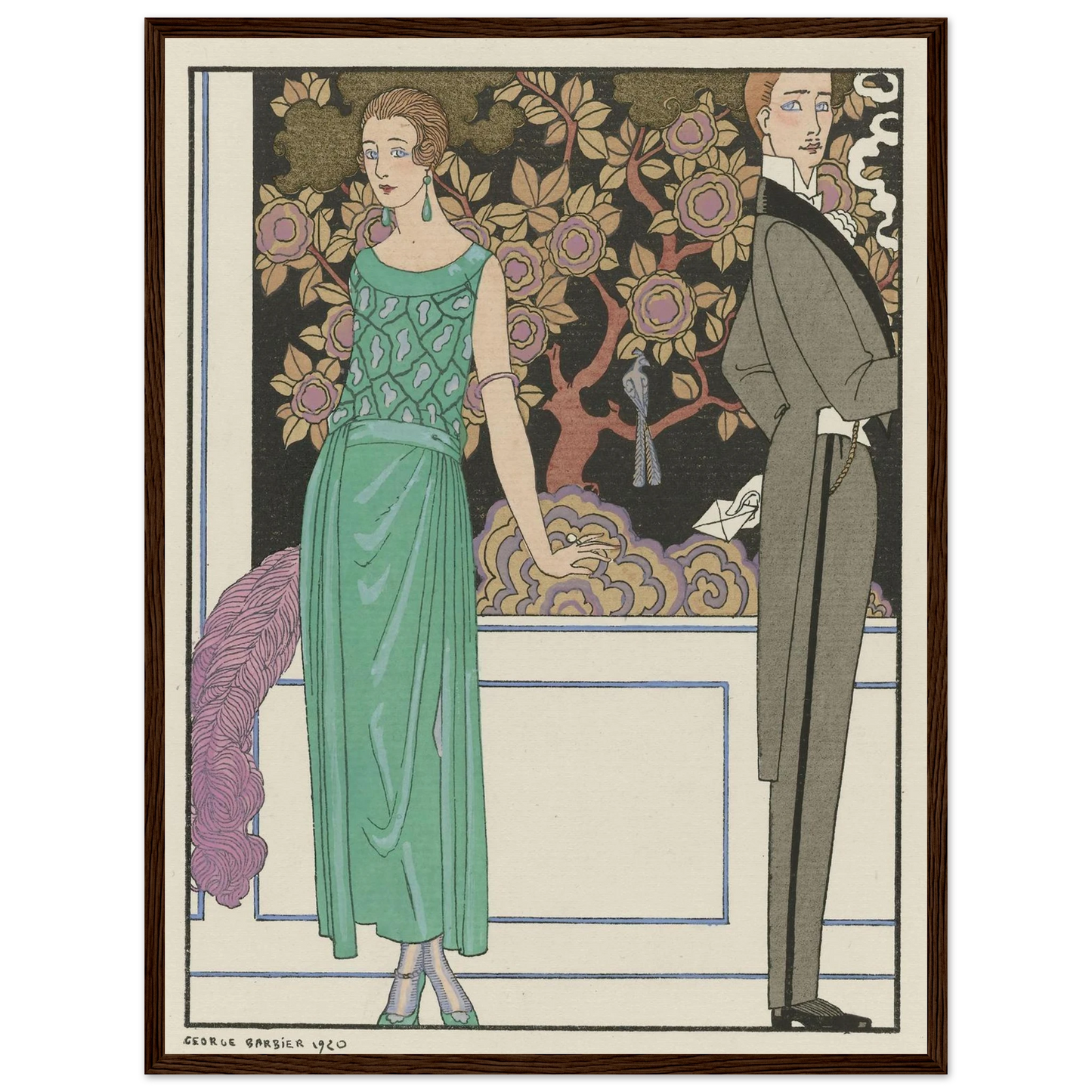 La premiere imprudence ; Robe du soir, de Beer (1921) Art Print | George Barbier - Framed Poster - 30x40 cm / 12x16″ - Black frame