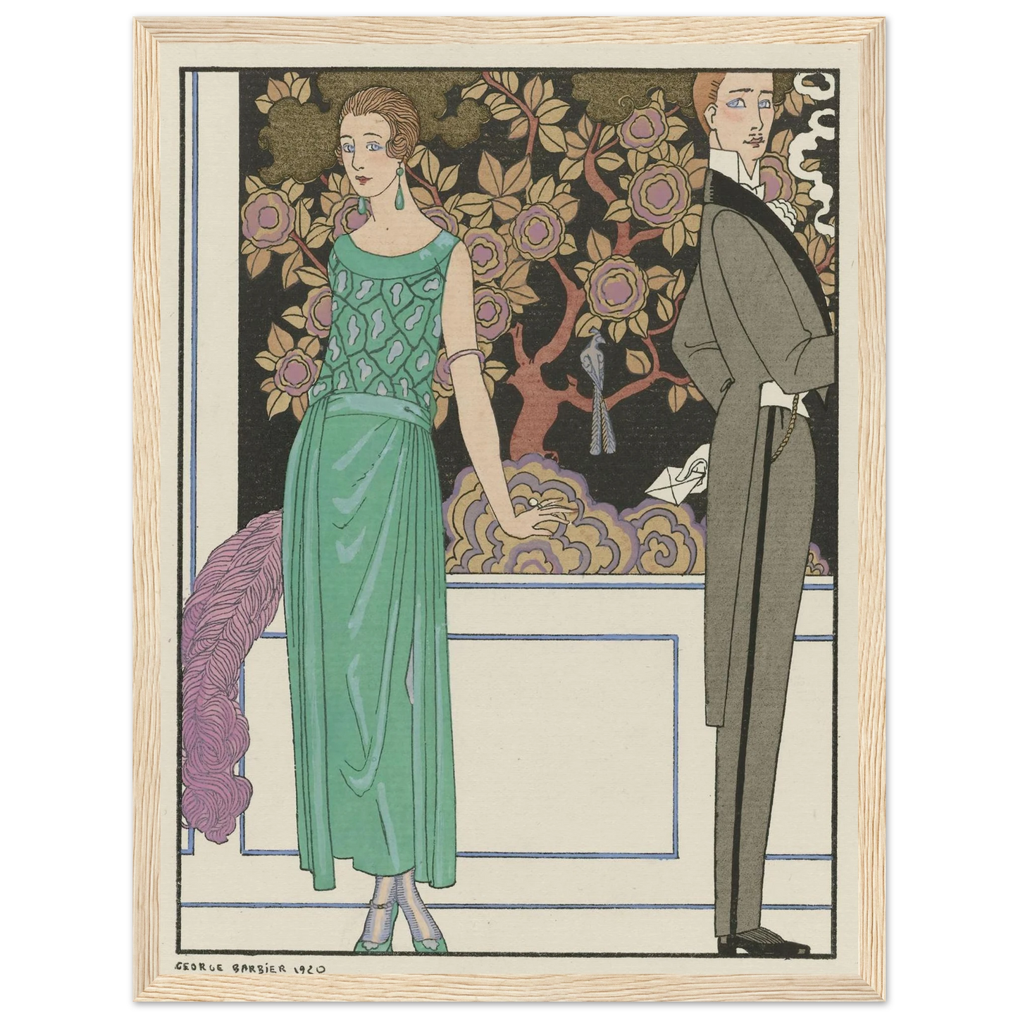 La premiere imprudence ; Robe du soir, de Beer (1921) Art Print | George Barbier - Framed Poster - 30x40 cm / 12x16″ - Black frame