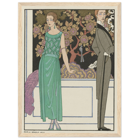 La premiere imprudence ; Robe du soir, de Beer (1921) Art Print | George Barbier - Framed Poster - 30x40 cm / 12x16″ - Black frame
