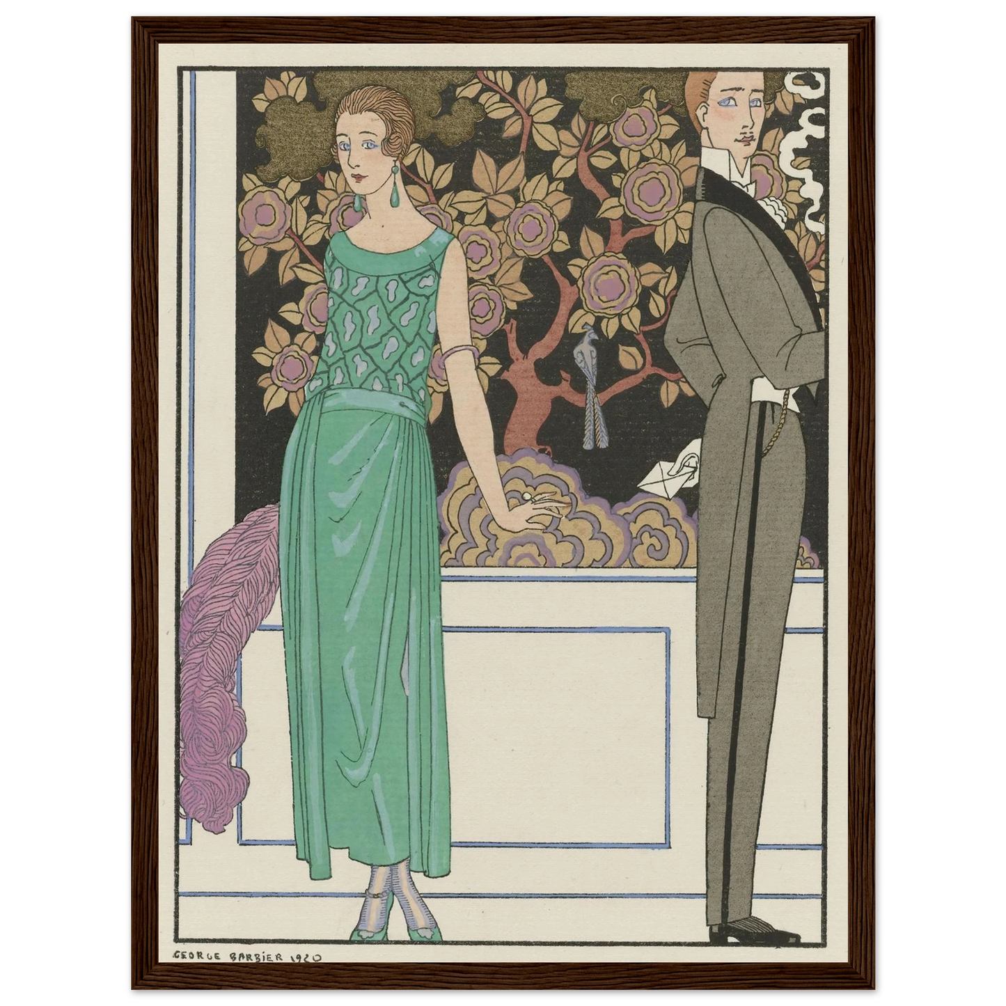 La premiere imprudence ; Robe du soir, de Beer (1921) Art Print | George Barbier - Framed Poster - 30x40 cm / 12x16″ - Black frame