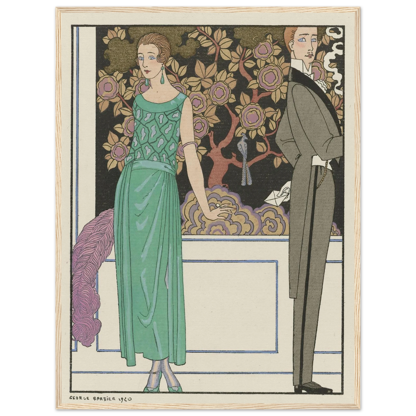 La premiere imprudence ; Robe du soir, de Beer (1921) Art Print | George Barbier - Framed Poster - 30x40 cm / 12x16″ - Black frame