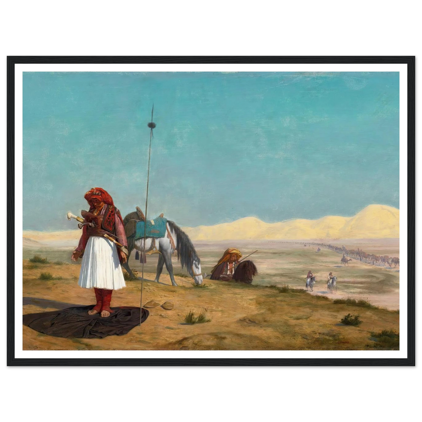 La Prière Dans Le Désert Art Print | Jean Leon Gerome - Framed Poster - 30x40 cm / 12x16″ - Black frame
