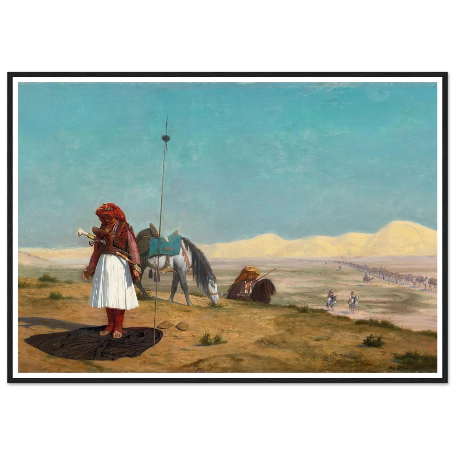 La Prière Dans Le Désert Art Print | Jean Leon Gerome - Framed Poster - 30x40 cm / 12x16″ - Black frame