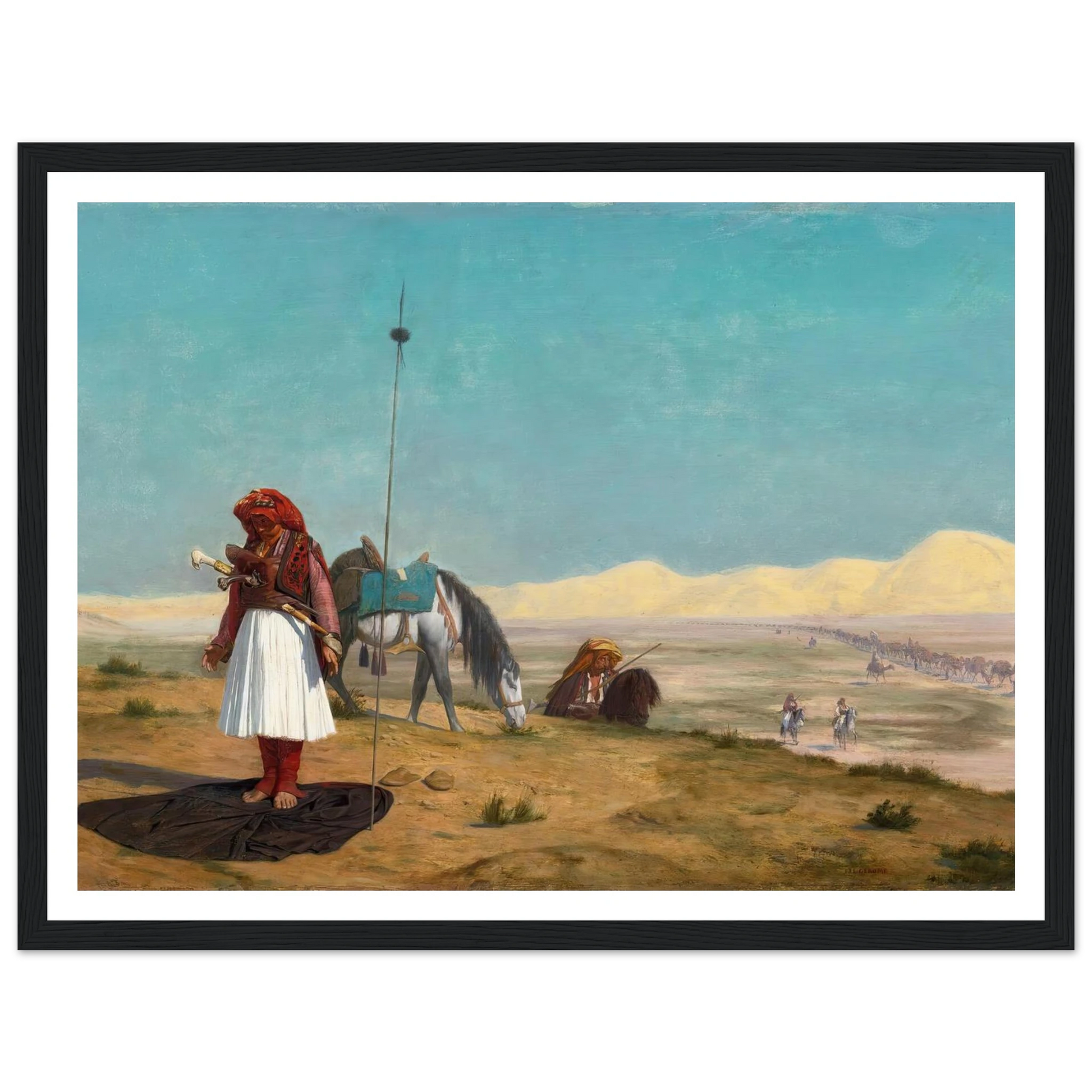 La Prière Dans Le Désert Art Print | Jean Leon Gerome - Framed Poster - 30x40 cm / 12x16″ - Black frame