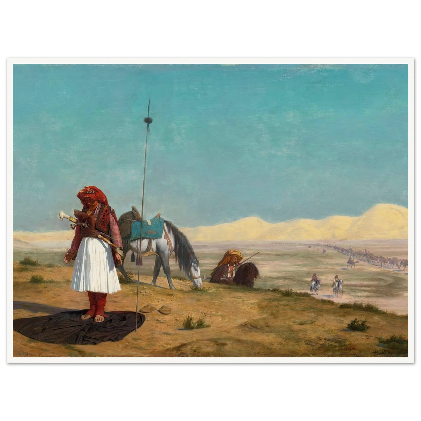 La Prière Dans Le Désert Art Print | Jean Leon Gerome - Framed Poster - 30x40 cm / 12x16″ - Black frame
