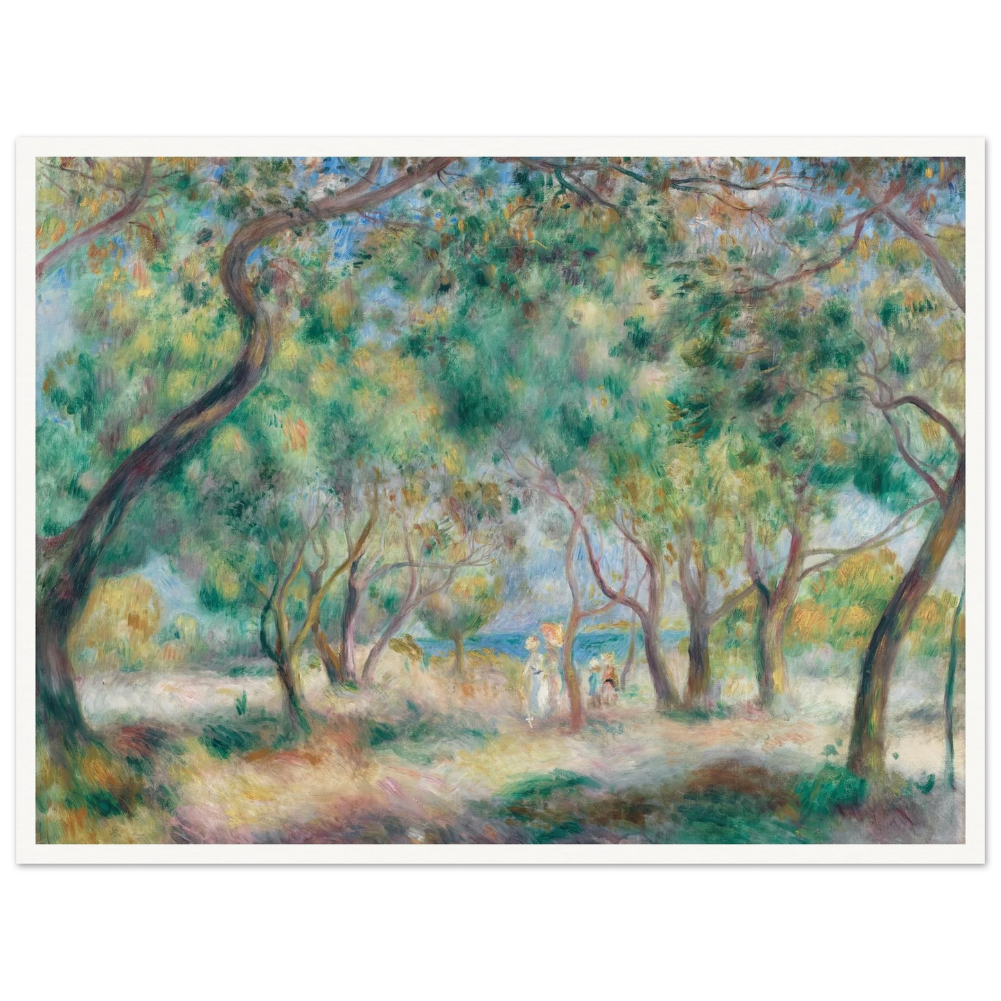 La Promenade au bord de la mer (Le Bois de la Chaise Noirmoutier) (circa 1892) Art Print | Pierre Auguste Renoir - Framed Poster - 30x40 cm / 12x16″ - Black frame