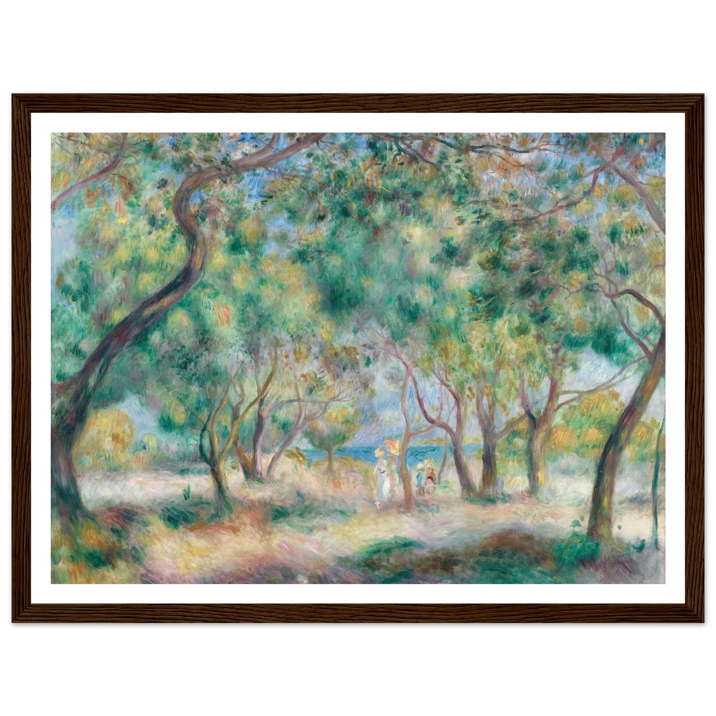 La Promenade au bord de la mer (Le Bois de la Chaise Noirmoutier) (circa 1892) Art Print | Pierre Auguste Renoir - Framed Poster - 30x40 cm / 12x16″ - Black frame