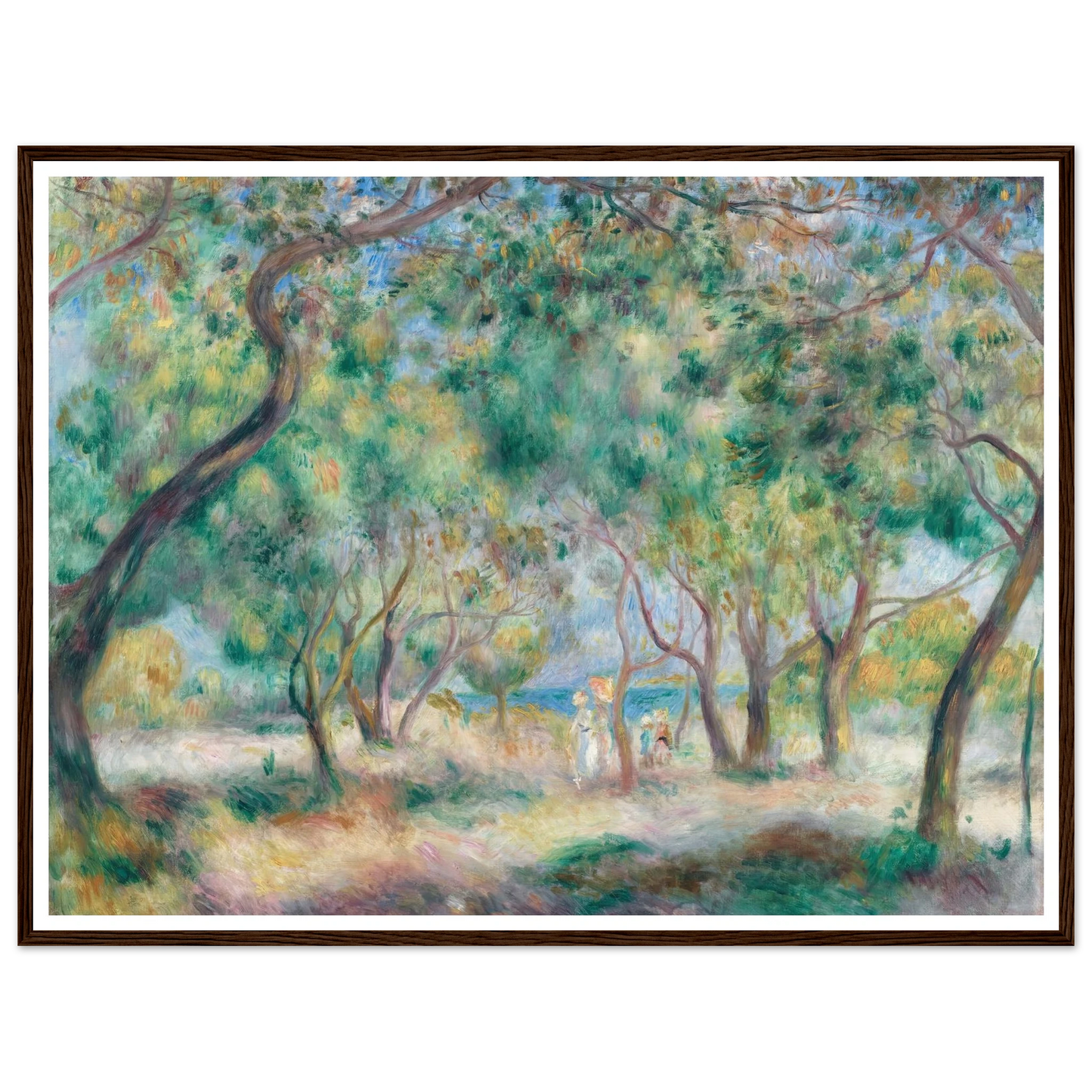 La Promenade au bord de la mer (Le Bois de la Chaise Noirmoutier) (circa 1892) Art Print | Pierre Auguste Renoir - Framed Poster - 30x40 cm / 12x16″ - Black frame