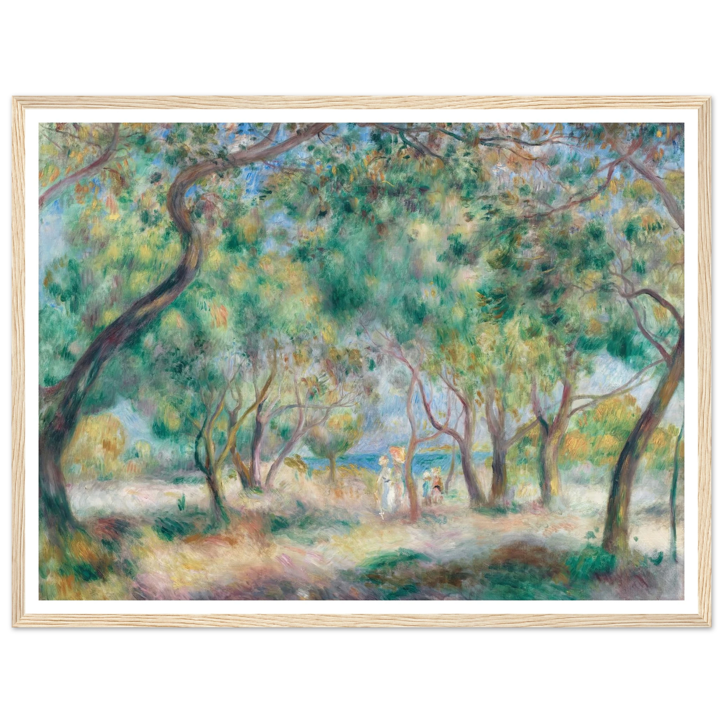 La Promenade au bord de la mer (Le Bois de la Chaise Noirmoutier) (circa 1892) Art Print | Pierre Auguste Renoir - Framed Poster - 30x40 cm / 12x16″ - Black frame