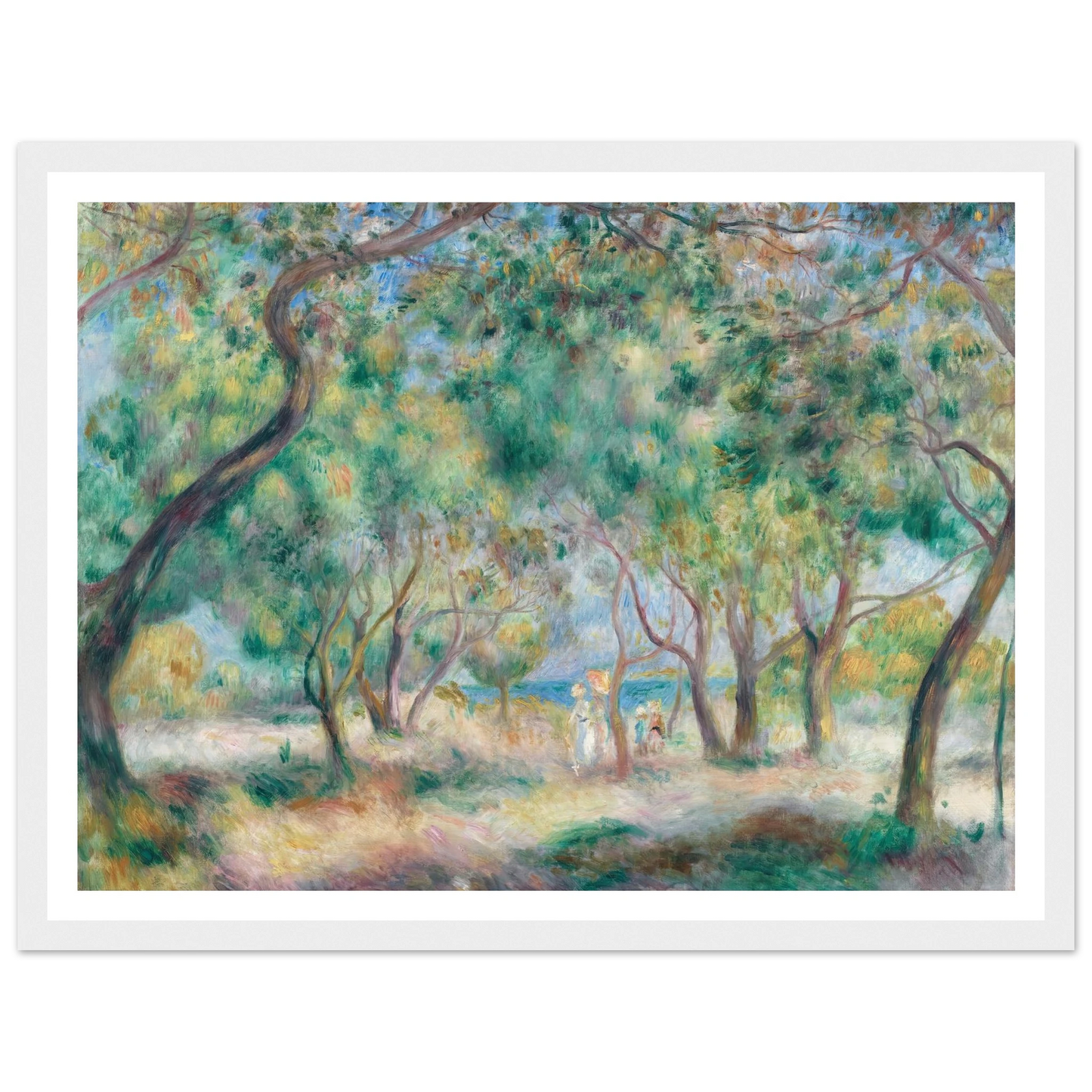 La Promenade au bord de la mer (Le Bois de la Chaise Noirmoutier) (circa 1892) Art Print | Pierre Auguste Renoir - Framed Poster - 30x40 cm / 12x16″ - Black frame