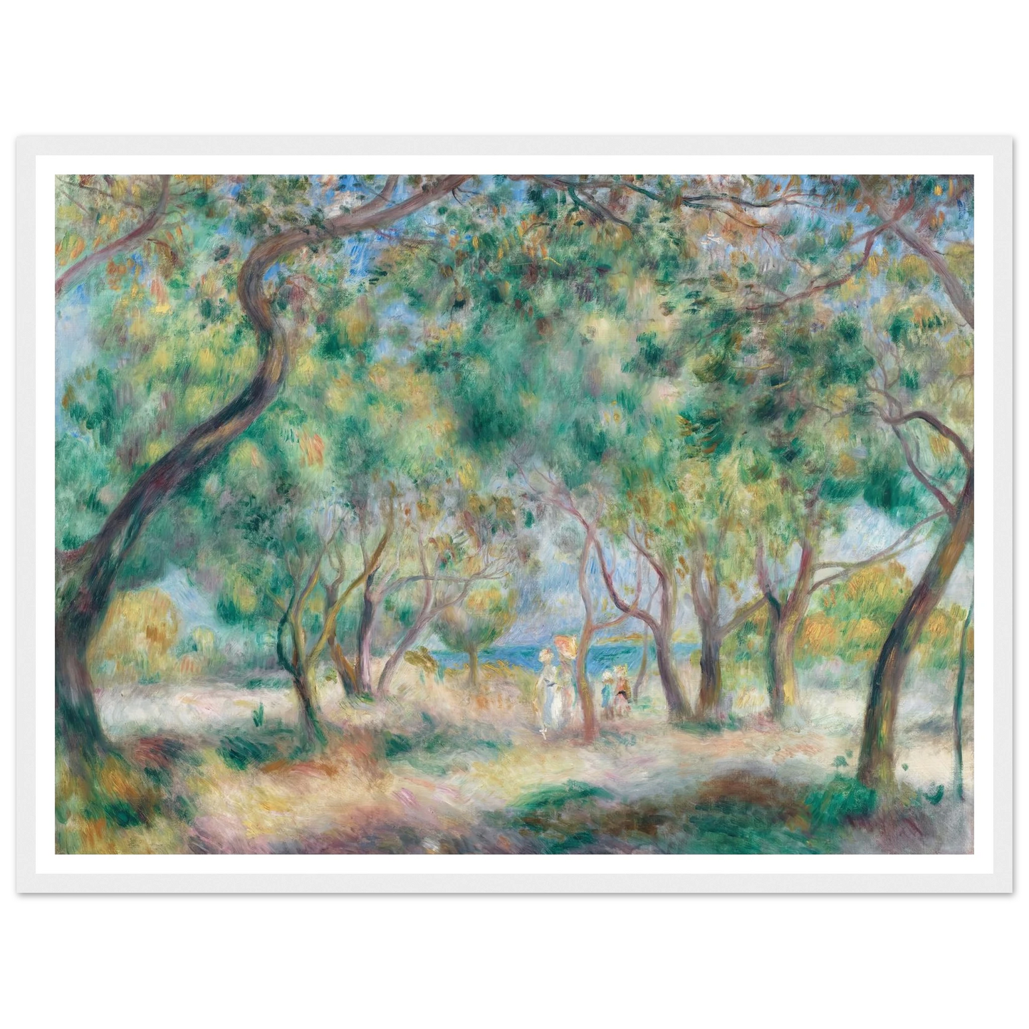 La Promenade au bord de la mer (Le Bois de la Chaise Noirmoutier) (circa 1892) Art Print | Pierre Auguste Renoir - Framed Poster - 30x40 cm / 12x16″ - Black frame