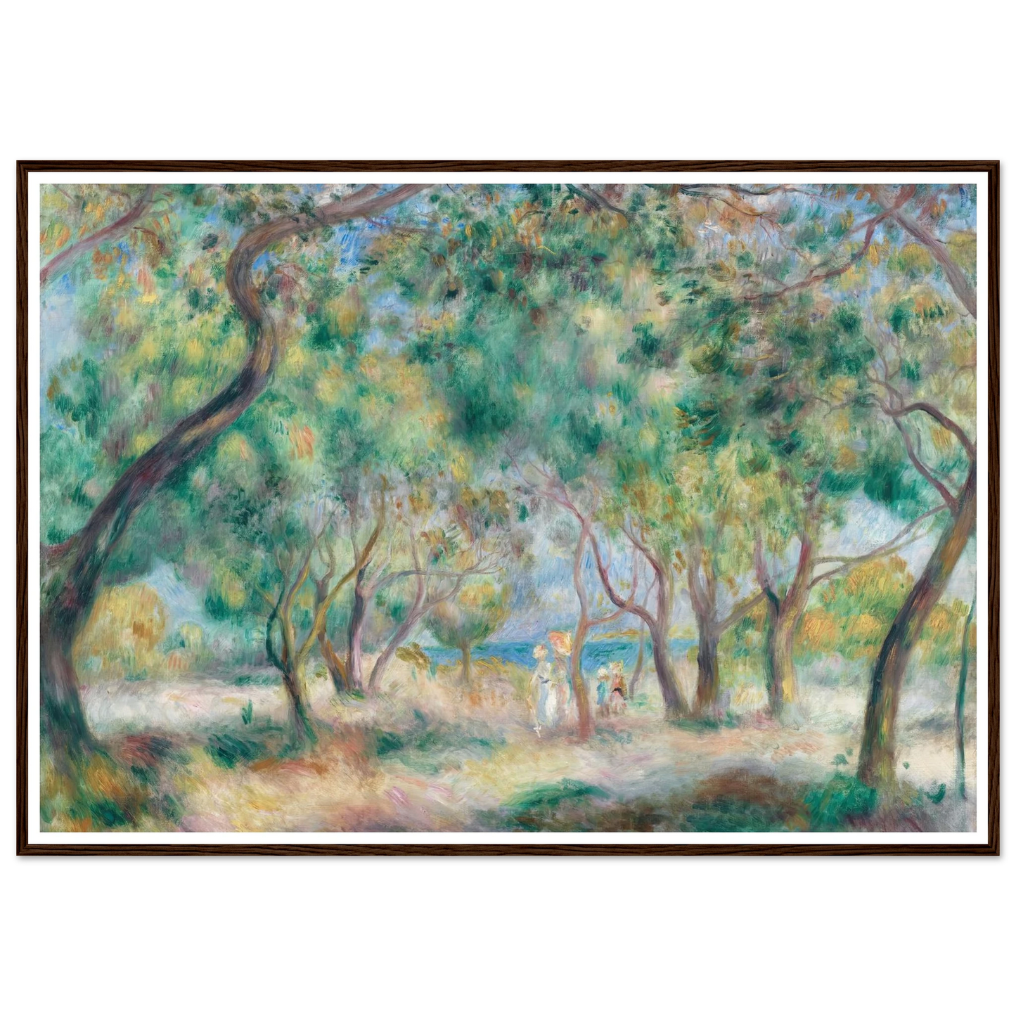 La Promenade au bord de la mer (Le Bois de la Chaise Noirmoutier) (circa 1892) Art Print | Pierre Auguste Renoir - Framed Poster - 30x40 cm / 12x16″ - Black frame