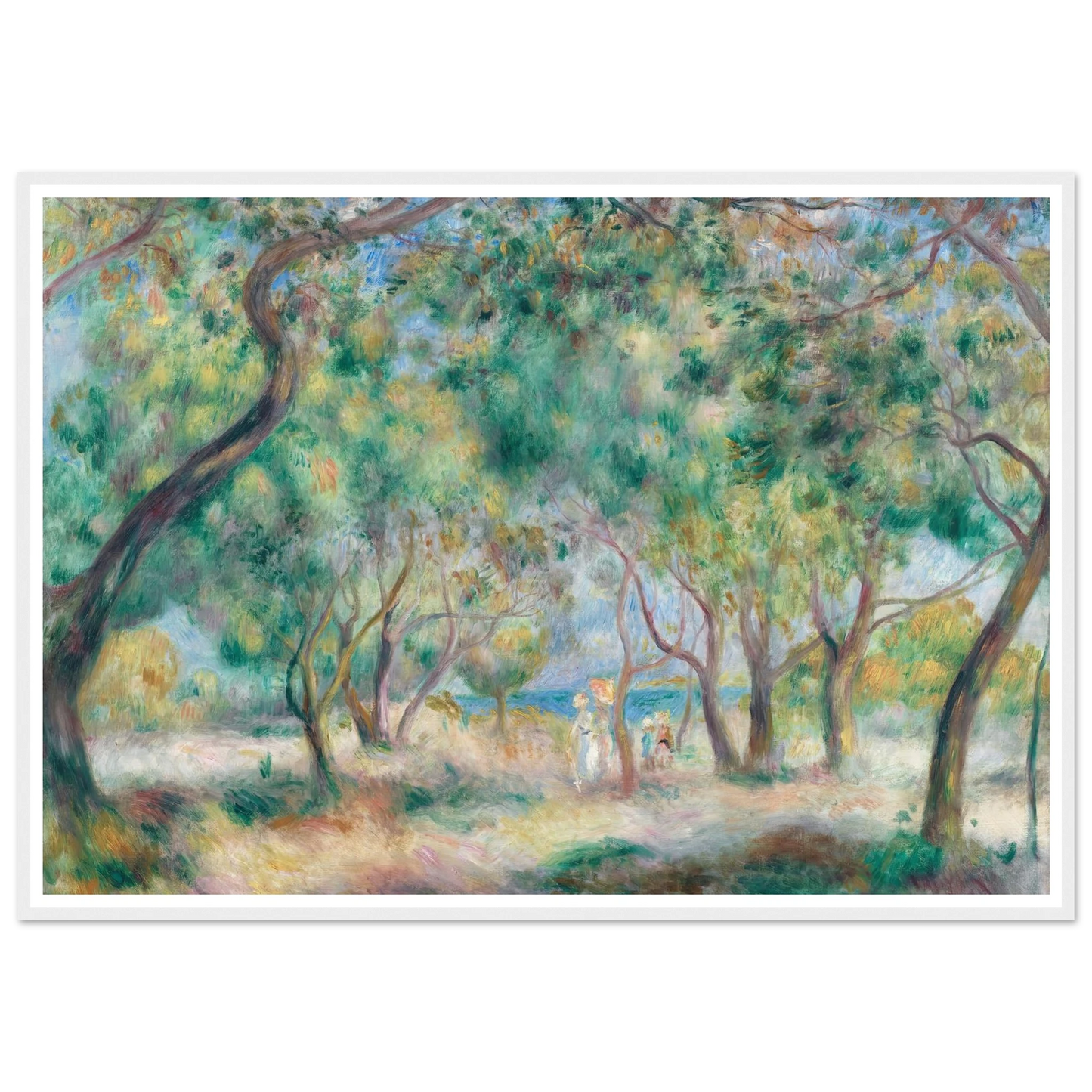 La Promenade au bord de la mer (Le Bois de la Chaise Noirmoutier) (circa 1892) Art Print | Pierre Auguste Renoir - Framed Poster - 30x40 cm / 12x16″ - Black frame