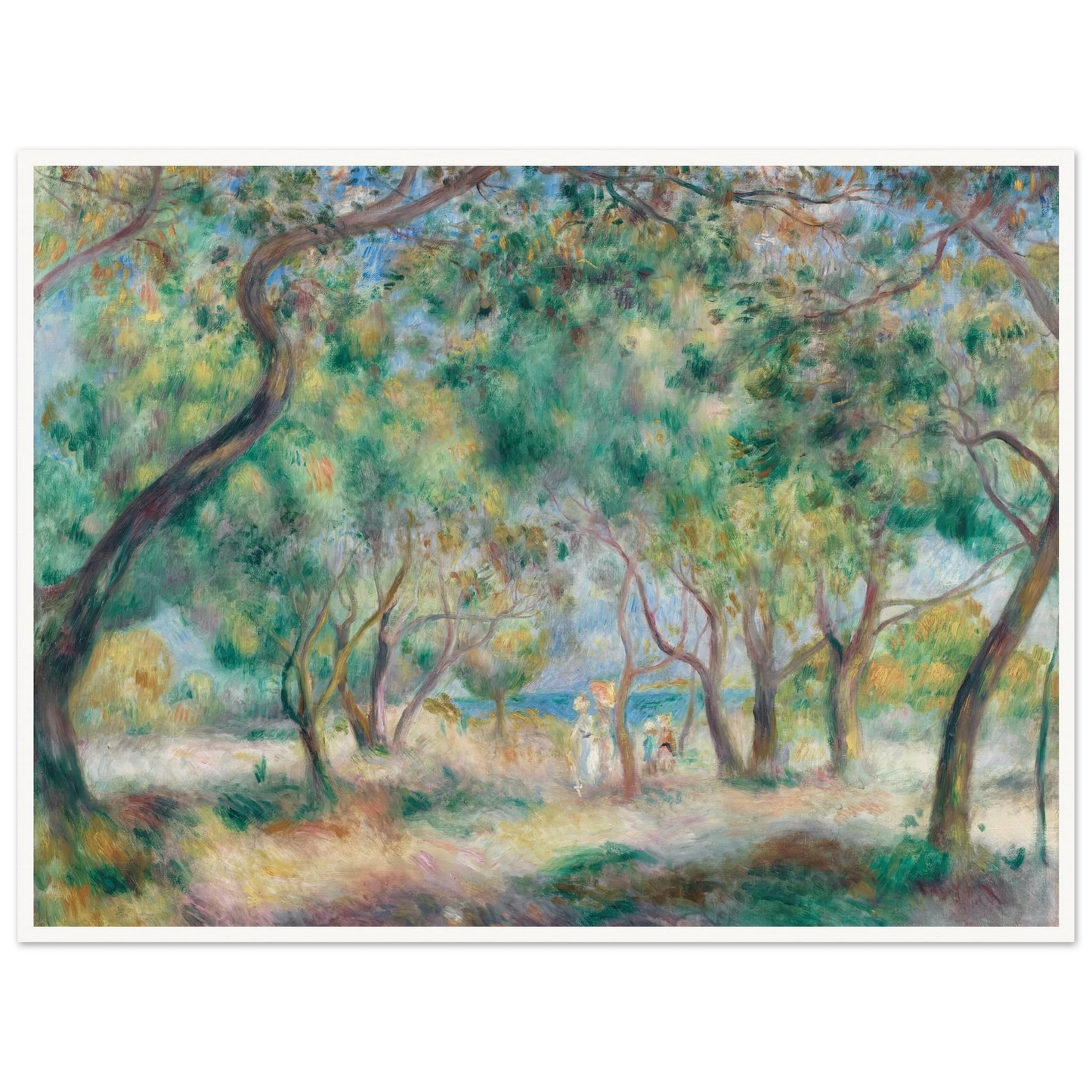 La Promenade au bord de la mer (Le Bois de la Chaise Noirmoutier) (circa 1892) Art Print | Pierre Auguste Renoir - Framed Poster - 30x40 cm / 12x16″ - Black frame