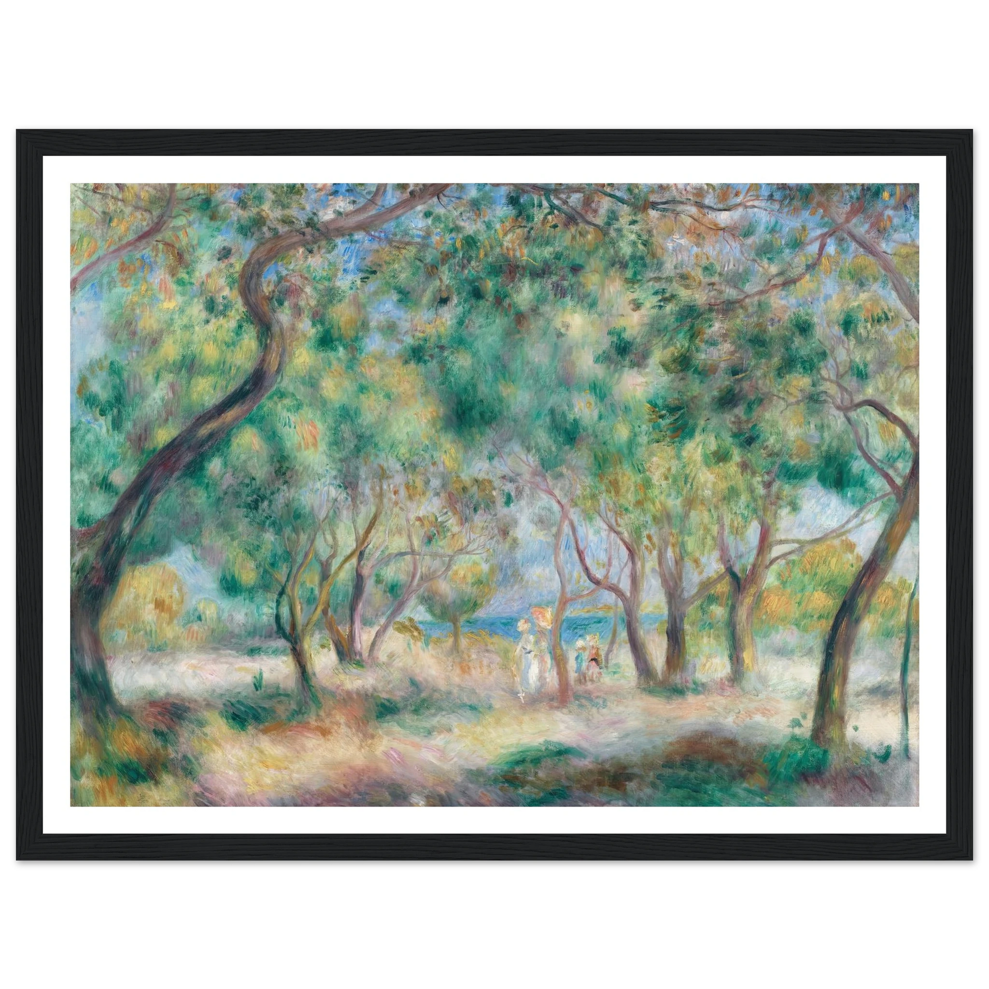 La Promenade au bord de la mer (Le Bois de la Chaise Noirmoutier) (circa 1892) Art Print | Pierre Auguste Renoir - Framed Poster - 30x40 cm / 12x16″ - Black frame